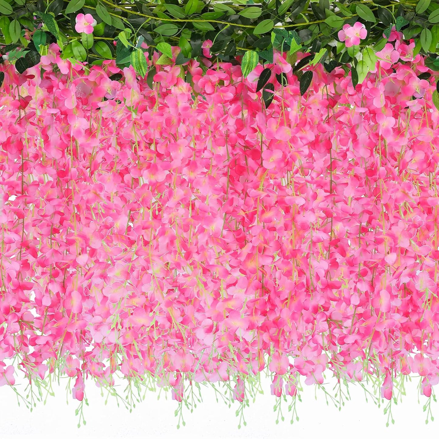 Wisteria Artificial Flowers Garland，10Pcs Total 60ft Silk Fake White Wisteria Flowers Hanging for Home Garden Wedding Arch Party Indoor Outdoor Decor(10,Pink)