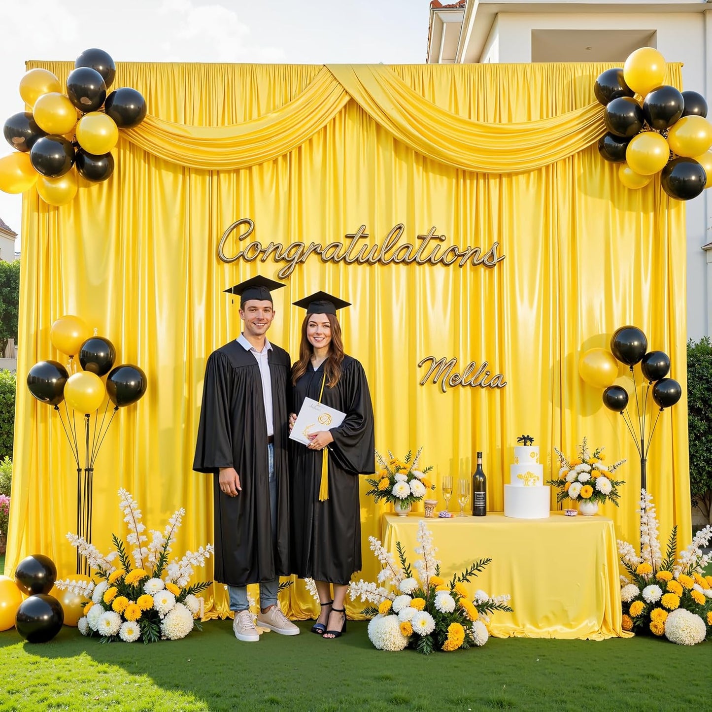 Gold Glitter Backdrop Curtain for Parties Wedding,10Ft x 10Ft Satin Shimmer Photo Backdrop,Non-Wrinkle Sparkle Drapes for Backdrop,Back Drop for Photography, Birthdays,Weddings,Prom