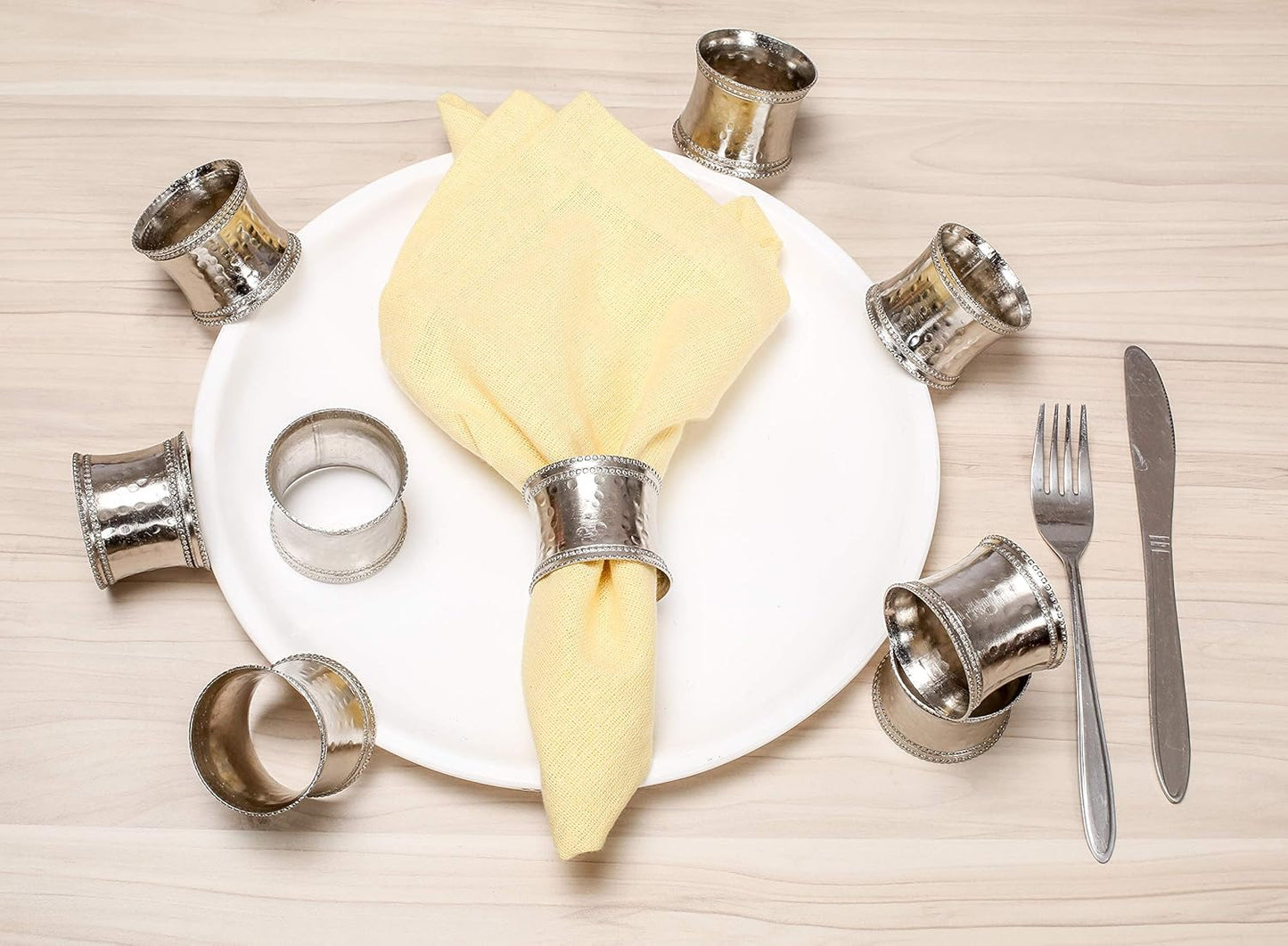 Silver Napkin Rings Set of 12, Heavy Duty Metal Napkin Holder Buckles, Fall Thanksgiving Christmas Napkin Rings, Napkins Rings for Dinner Table Decor, Wedding, Banquet, Party, Easter - CLEENTABLE