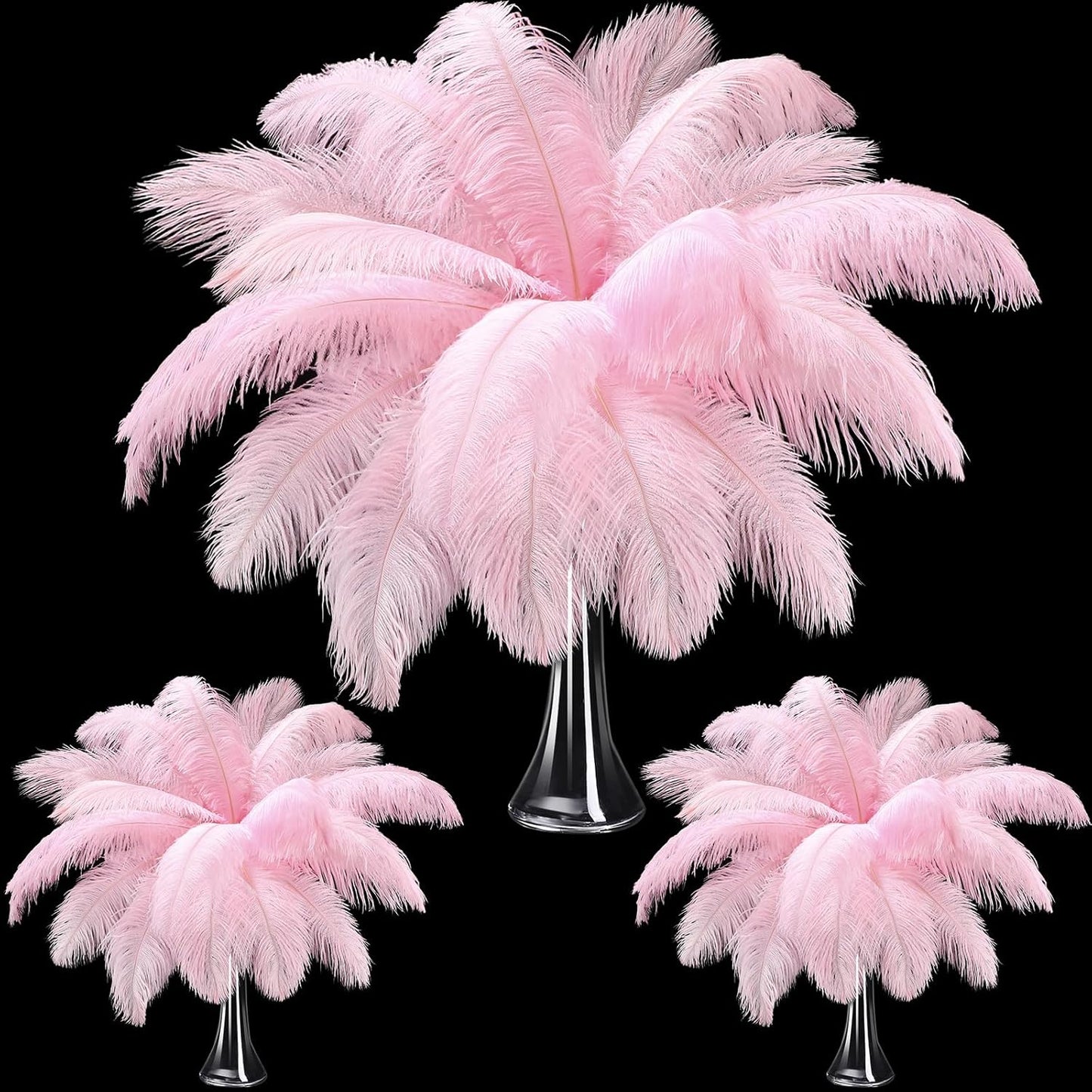Maitys 90 Pcs Large Natural Ostrich Feathers Bulk 14-16 Inch (35-40cm) 12-14 Inch (30-35cm) 10-12 Inch (25-30cm) Ostrich Feathers Plumes for Centerpieces Wedding(Pink)