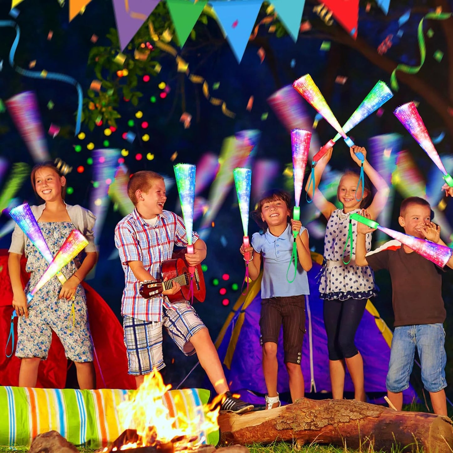 200PCS Glow Fiber Optic Sticks, LED Light Wands, Glow in The Dark Party Supplies, Fiber Optic Wands for Weddings, Birthdays&Events,Flashing LED Party Favors,Colorful Light Sticks for Kids&Adults