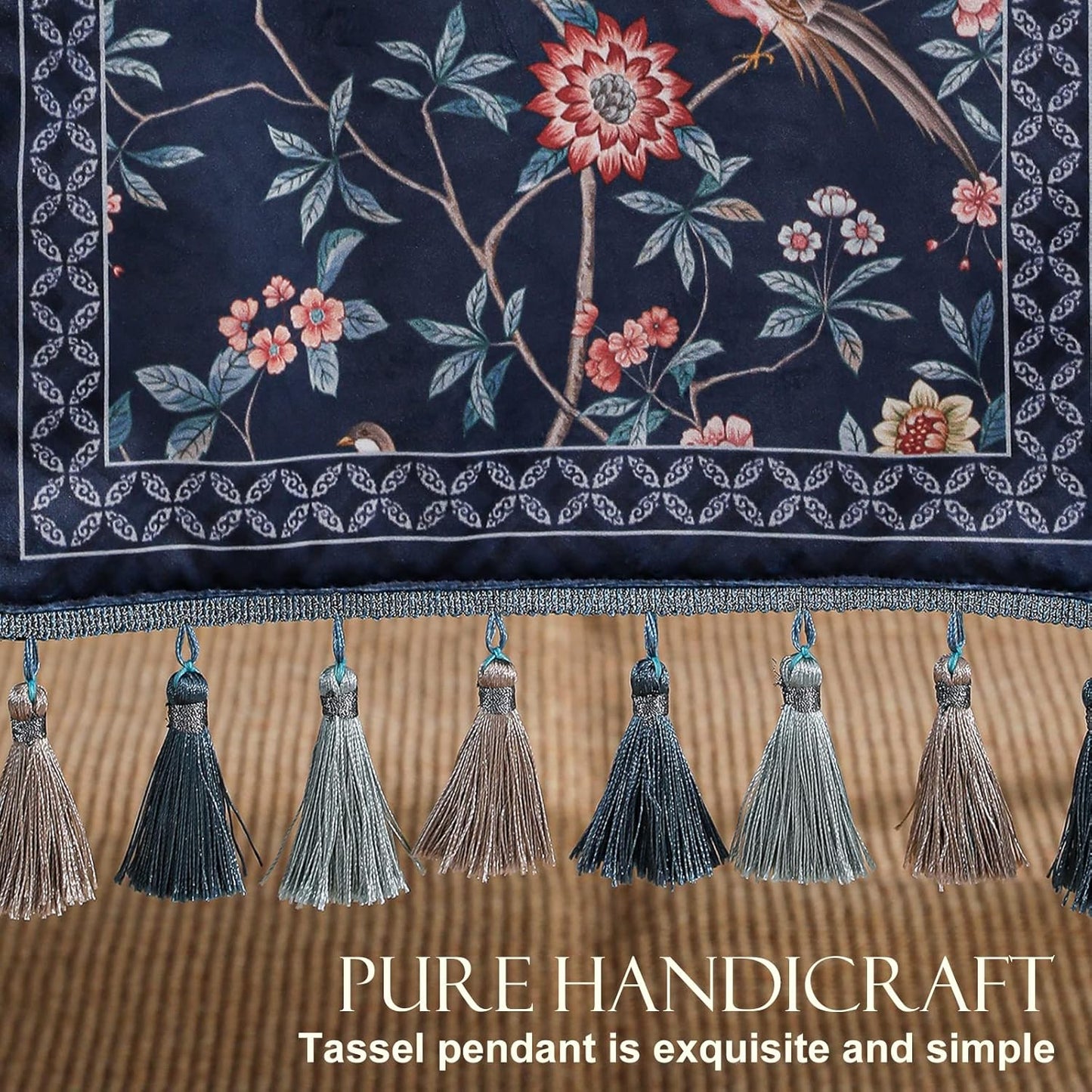 patdrea Vintage Chinoiserie Floral Table Runner Farmhouse for Home Kitchen Dining Decor Parties Family Dinners 12"*87"