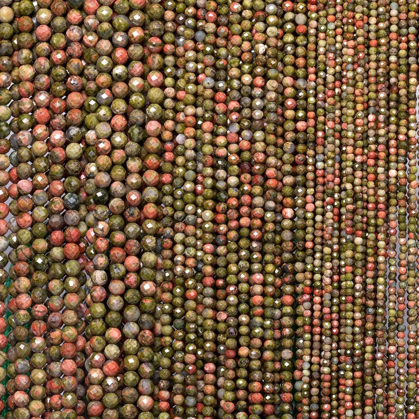 Song Xi 180pcs 2mm Natural Unakite Gemstone Beads Faceted Round Loose Stone Beads for Jewelry Making