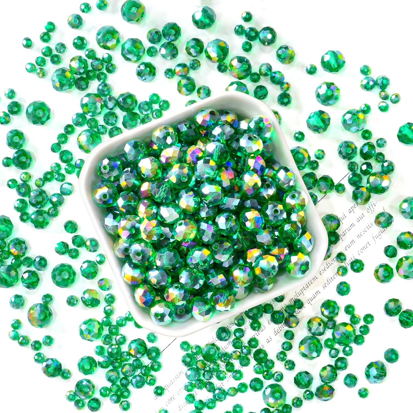 500Pcs 6mm Crystal Glass Beads for Jewelry Making Beads for Bracelets Necklace Pendants Making Supplies(Malachite Green)