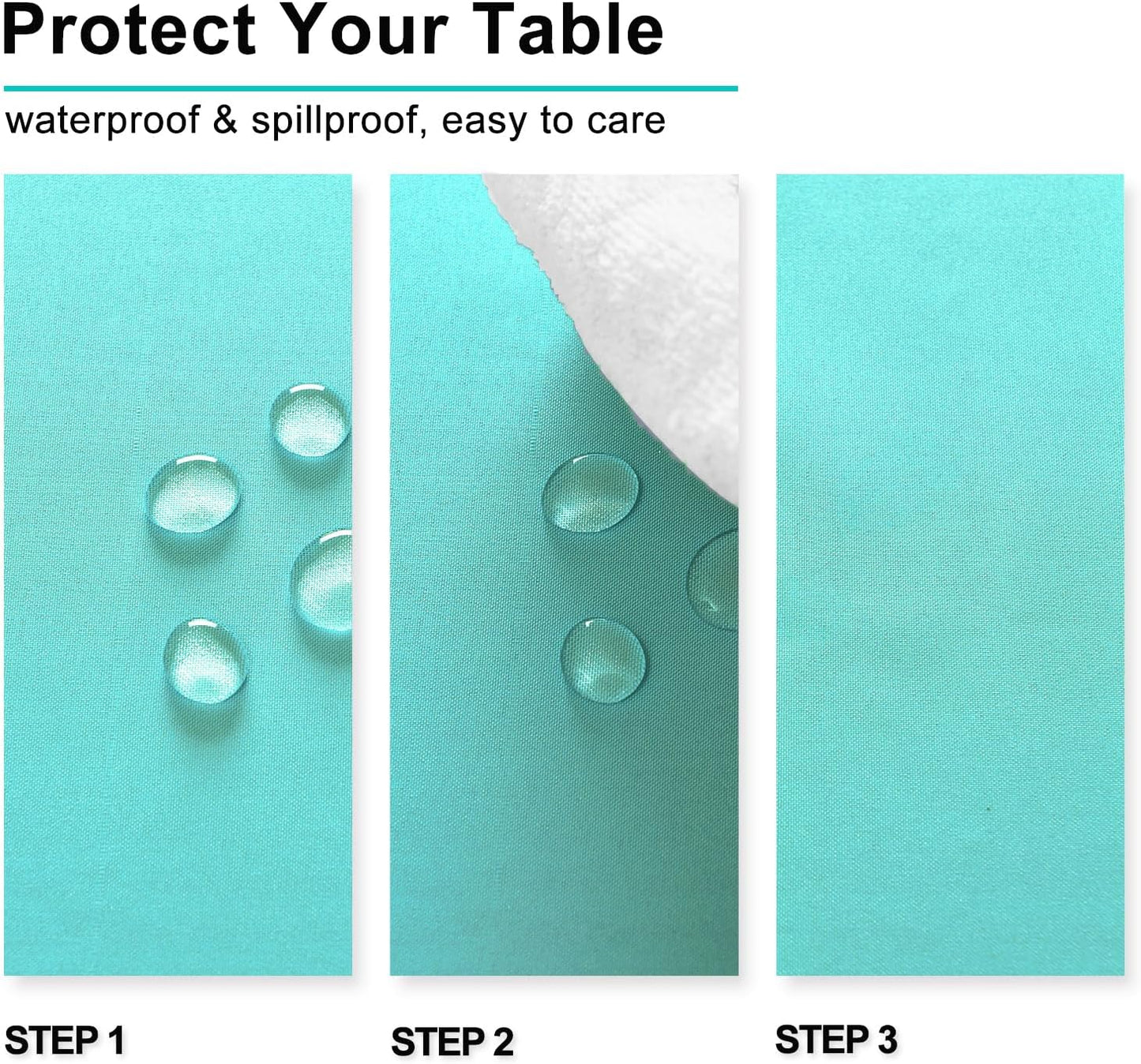 Hiasan Light Blue Tablecloth for Square Tables - Waterproof and Spillproof Washable Fabric Small Table Cloth for Dining Room Kitchen Party, 40 x 40 Inch