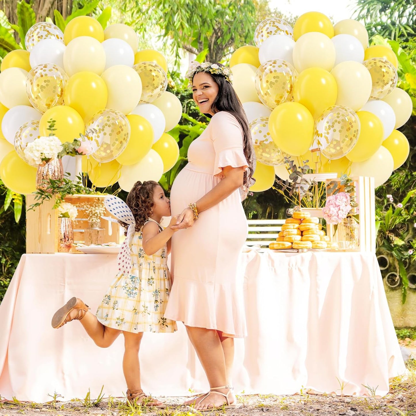 60pcs Yellow and White Balloons 12inch with Pastel Yellow White Gold Confetti Balloons for Bee Lemon Wedding Baby Shower Birthday Party Decorations