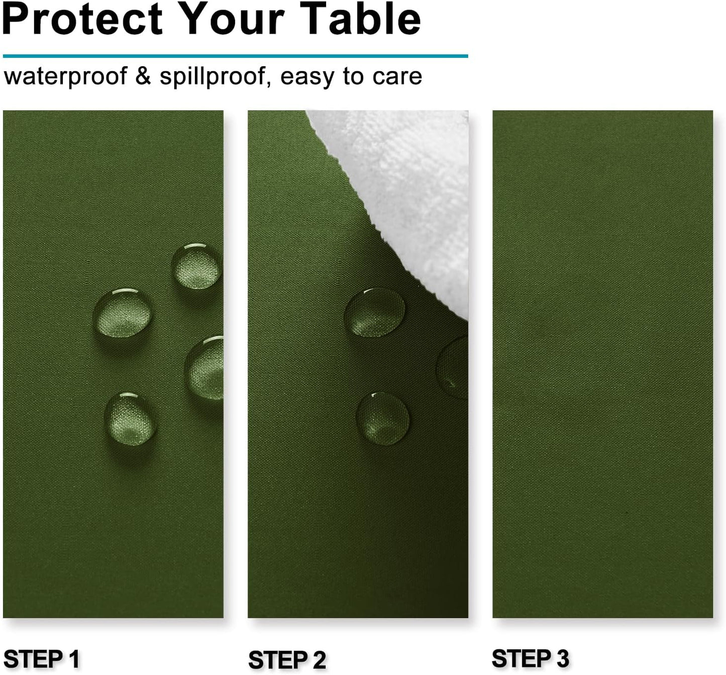 Hiasan Olive Green Tablecloth for Square Tables - Waterproof and Spillproof Washable Fabric Table Cloth for Dining Room Kitchen Party, 60 x 60 Inch