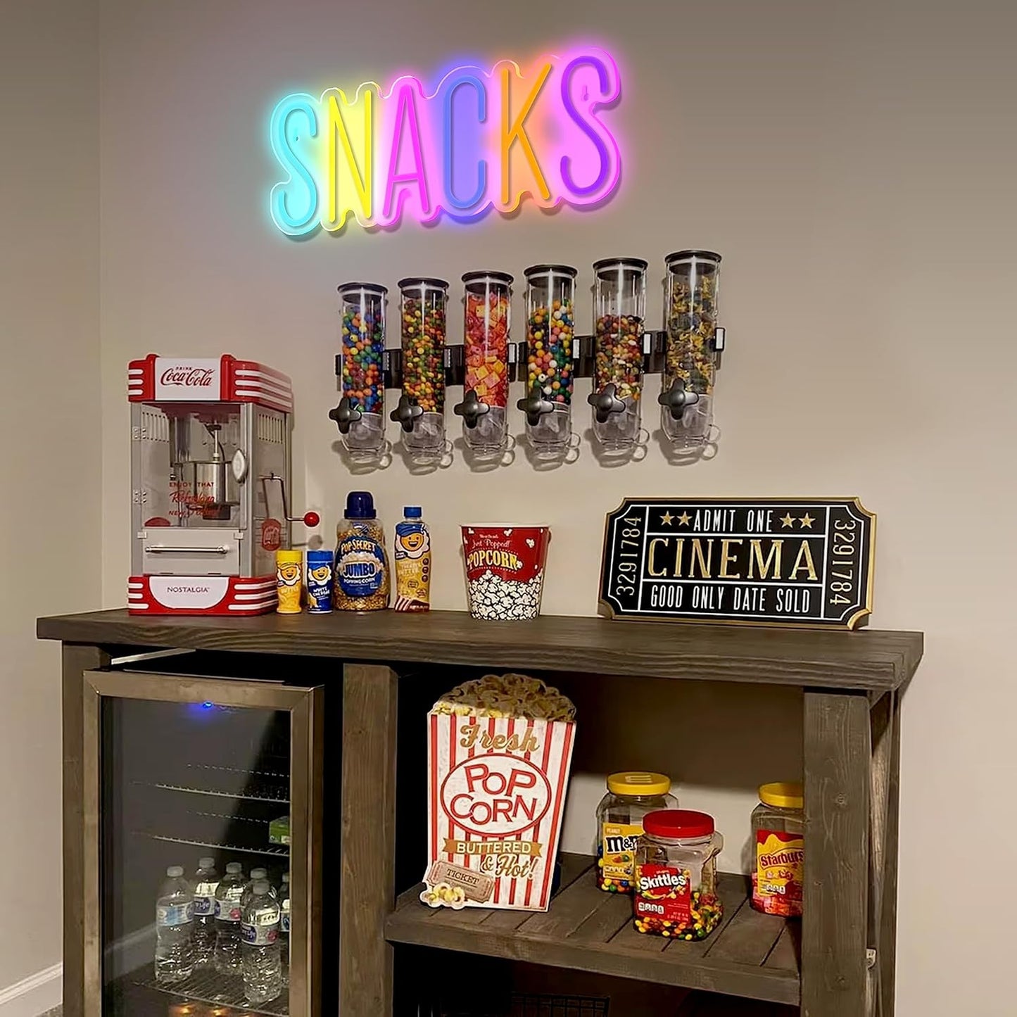 Snacks Neon Sign,Snack Bar Sign for Art Wall Decor,Cake Candy Shop Snack Stall Mancave Coffee Bars,Dimmable USB Powered Colorful Snacks Neon Light Sign