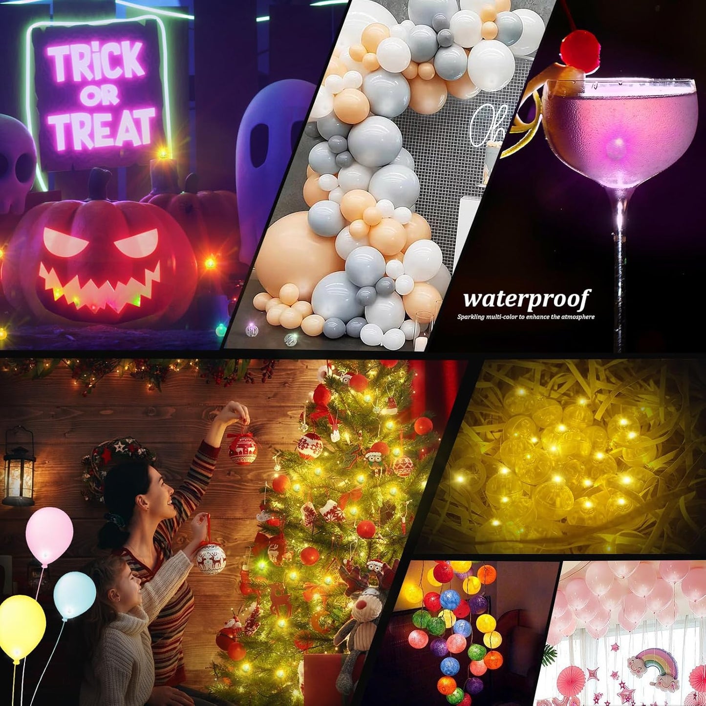 50pcs LED Yellow Balloon Light Mini Tiny LED Light, Small Round Led Ball Lamp for Paper Lantern Indoor Outdoor Fun Birthday Event Halloween Christmas Party Wedding Decoration Supplies