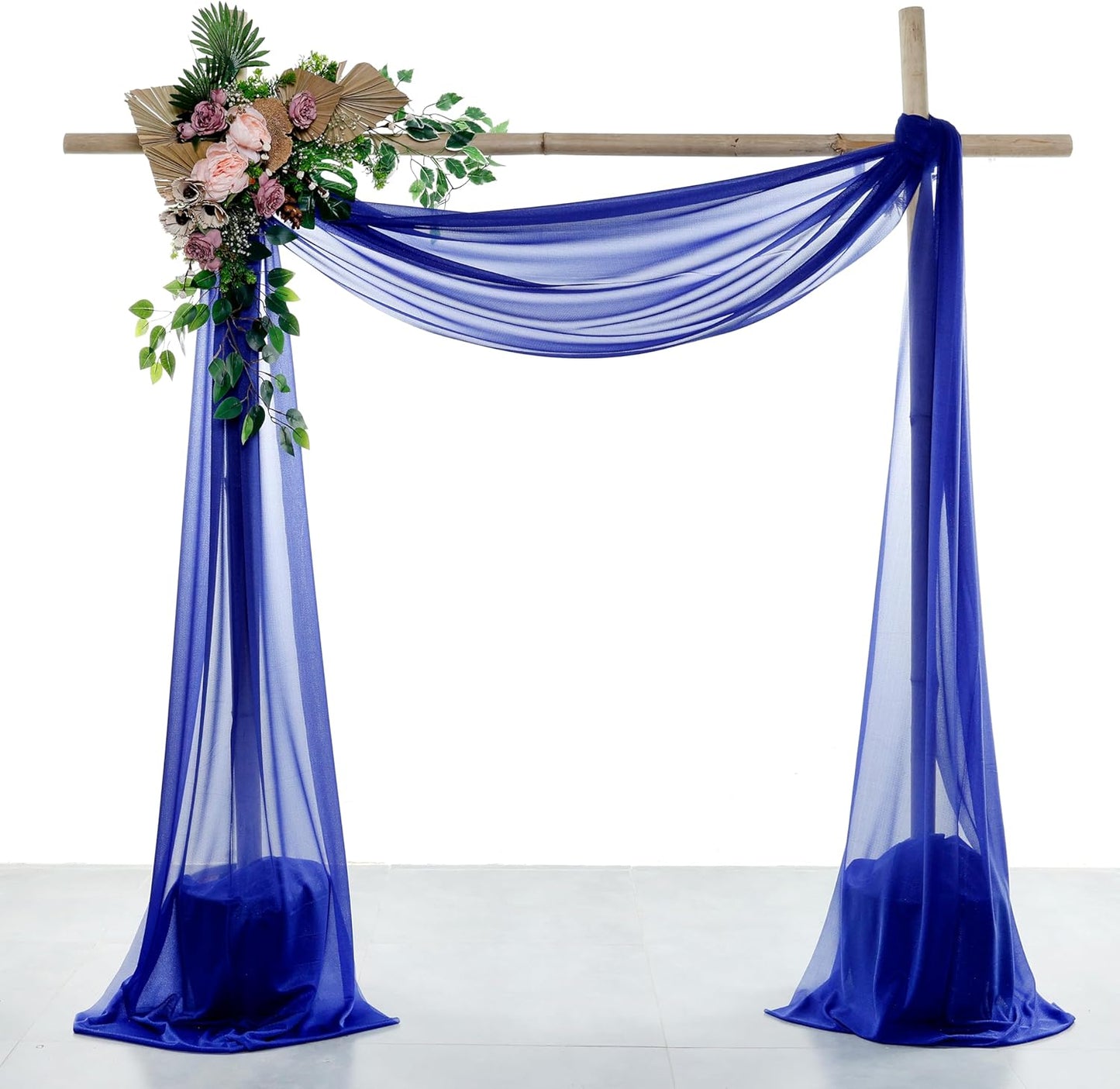 VDS Pack of 2 Panel (30 Inch X 100 Feet) Wedding Arch Draping Fabric Sheer Chiffon Fabric Drapery for Wedding Ceremony Reception Swag Backdrop Canopy Chuppah ARBO Altars Decoration (Royal Blue)