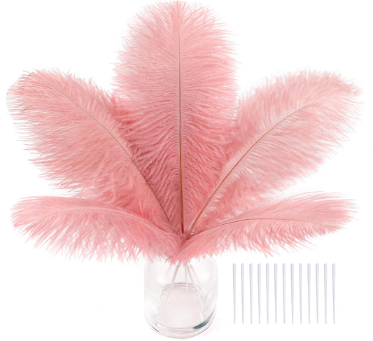 SOGUGOM Pink Craft Ostrich Feathers - 30PCS 6-8 inch Natural Ostrich Feathers Kit for Wedding Decorations, Hats and DIY Projects(Lotus Pink)