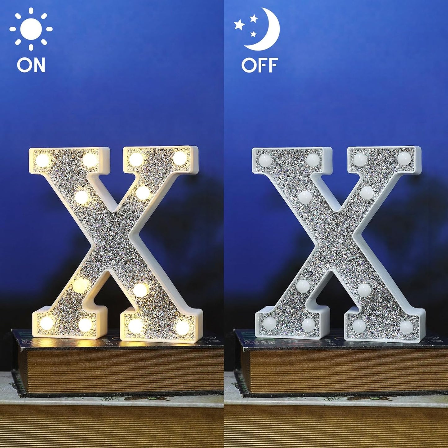 Light Up Letters - Marquee Signs for Table Decorations, Glitter Lighted Alphabet & Number Letters for Prom, Events or Engagement Parties