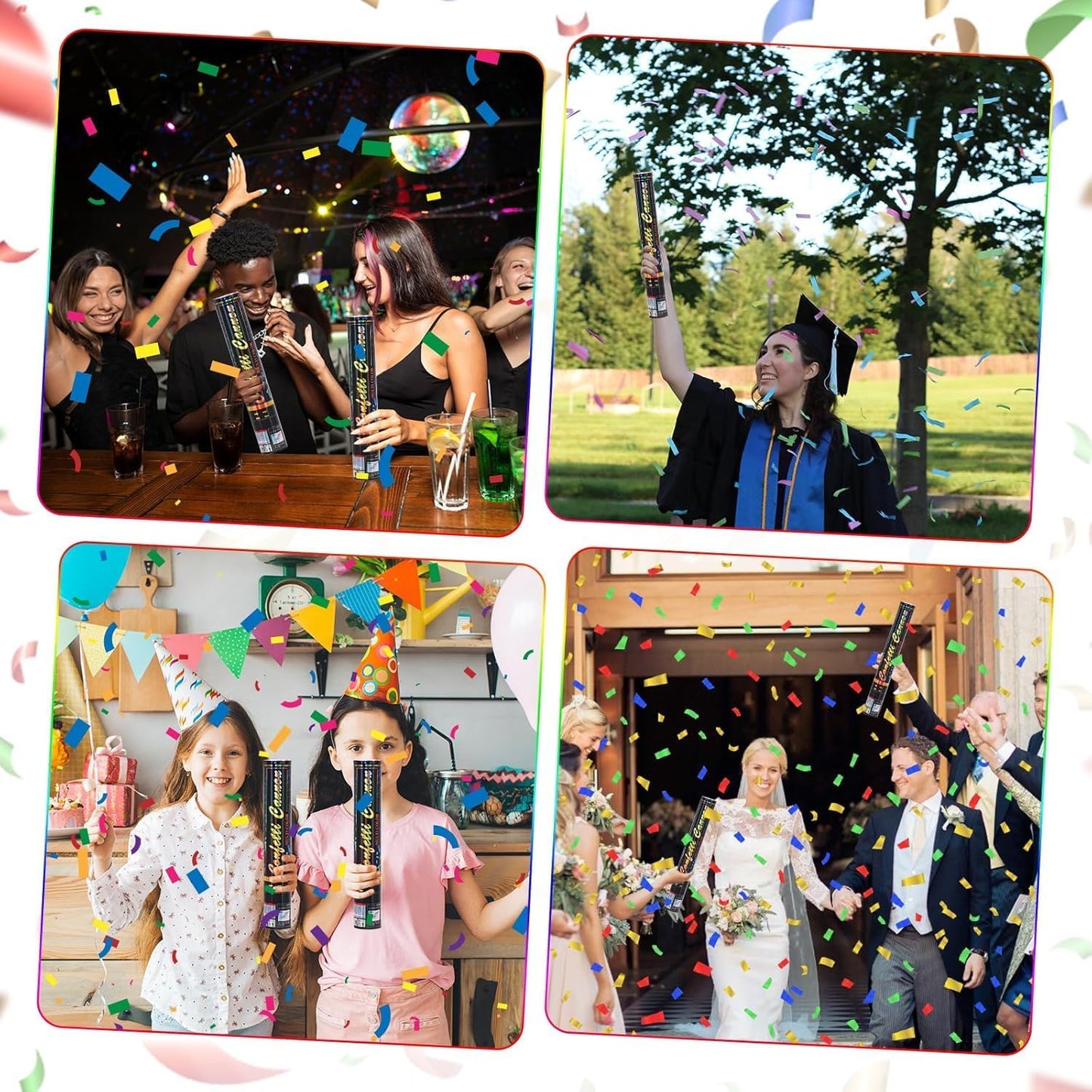 Confetti Cannon 12 Pack Party Poppers Multicolor Poppers 12Inch for Party Celebrations Confetti Popper Shooter Paper Confetti Cannon Bulk for Birthday Graduation Wedding Christmas NewYear