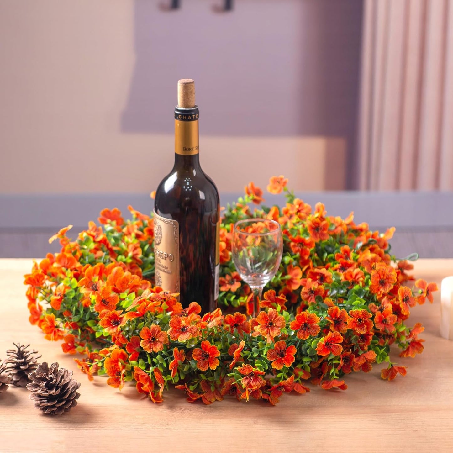 Artificial Flowers Garland Ivy, 4 Pack 5.9 FT Spring Summer Decor UV Resistant Fake Daisy Floral Vine Silk Hanging Flower for Home Garden Wedding Decor Photo Booth Backdrop(Orange)