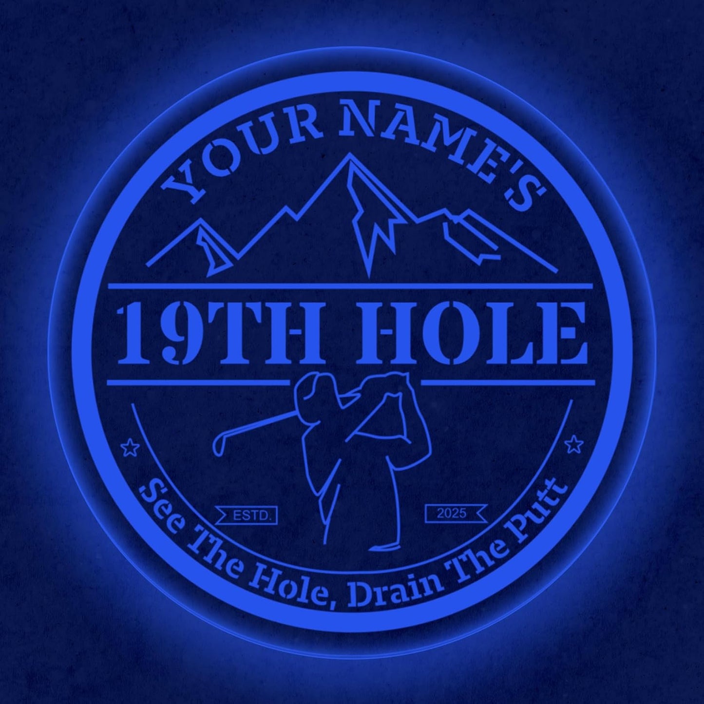Custom 19th Hole Golf Bar Sign – Personalized LED Color Changing Acrylic Wall Decor for Home Bar, Man Cave, or Patio (19th Hole, 20 INCHES)
