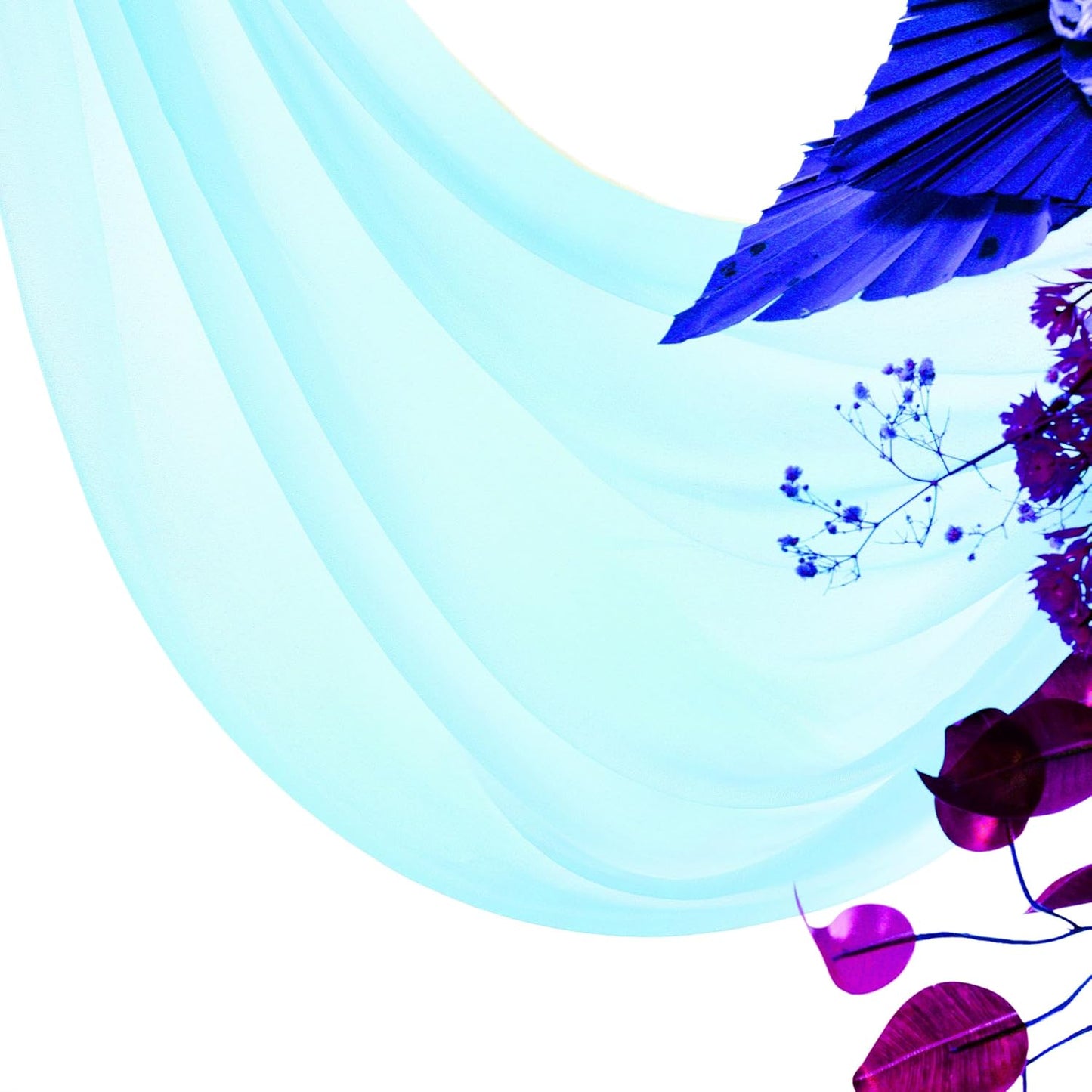 VDS Pack of 1 Panel (30 Inch X 30 Feet) Wedding Arch Draping Fabric Sheer Chiffon Fabric Drapery for Wedding Ceremony Reception Swag Backdrop Canopy Chuppah ARBO Altars Decoration (Teal)