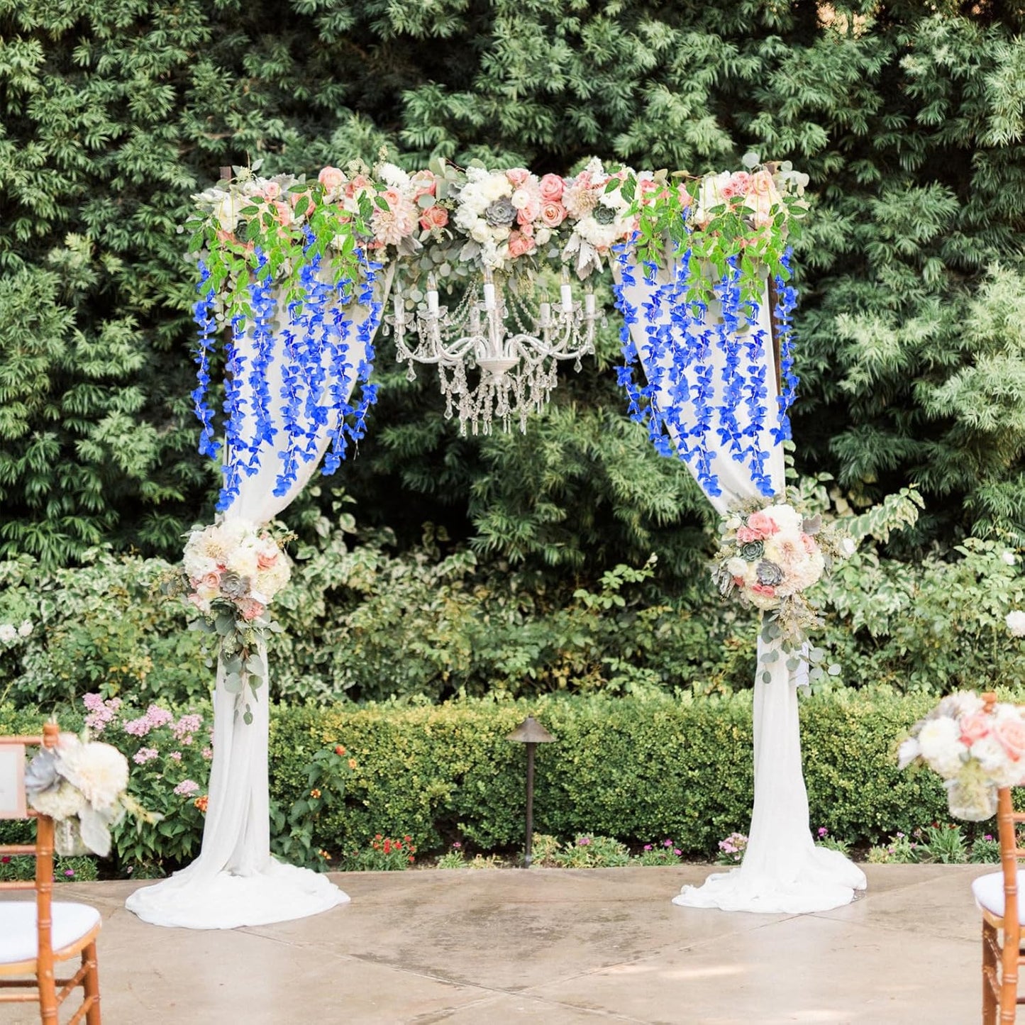 12 Pack Royal Blue Wisteria Hanging Flowers, 3.44 Ft Fake Hanging Flowers, Artificial Wisteria Garland Vines for Wedding Room Backdrop Outdoor Patio Garden Decoration