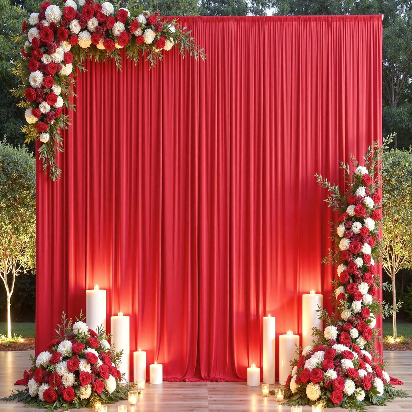 10×14ft Wrinkle Free Red Backdrop Curtain for Wedding Parties,2 Panels 5×14ft Height Soft Silky Polyester Backdrop Drapes Red Photo Back Ddrop Curtains for Event Photography Christmas Background Cloth