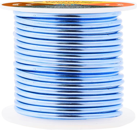 Mandala Crafts 8 Gauge Anodized Aluminum Craft Wire for Jewelry Making - 32 FT Colored Flexible Ice Blue Wire - Bendable for Bonsai Armature Crafting Sculpting