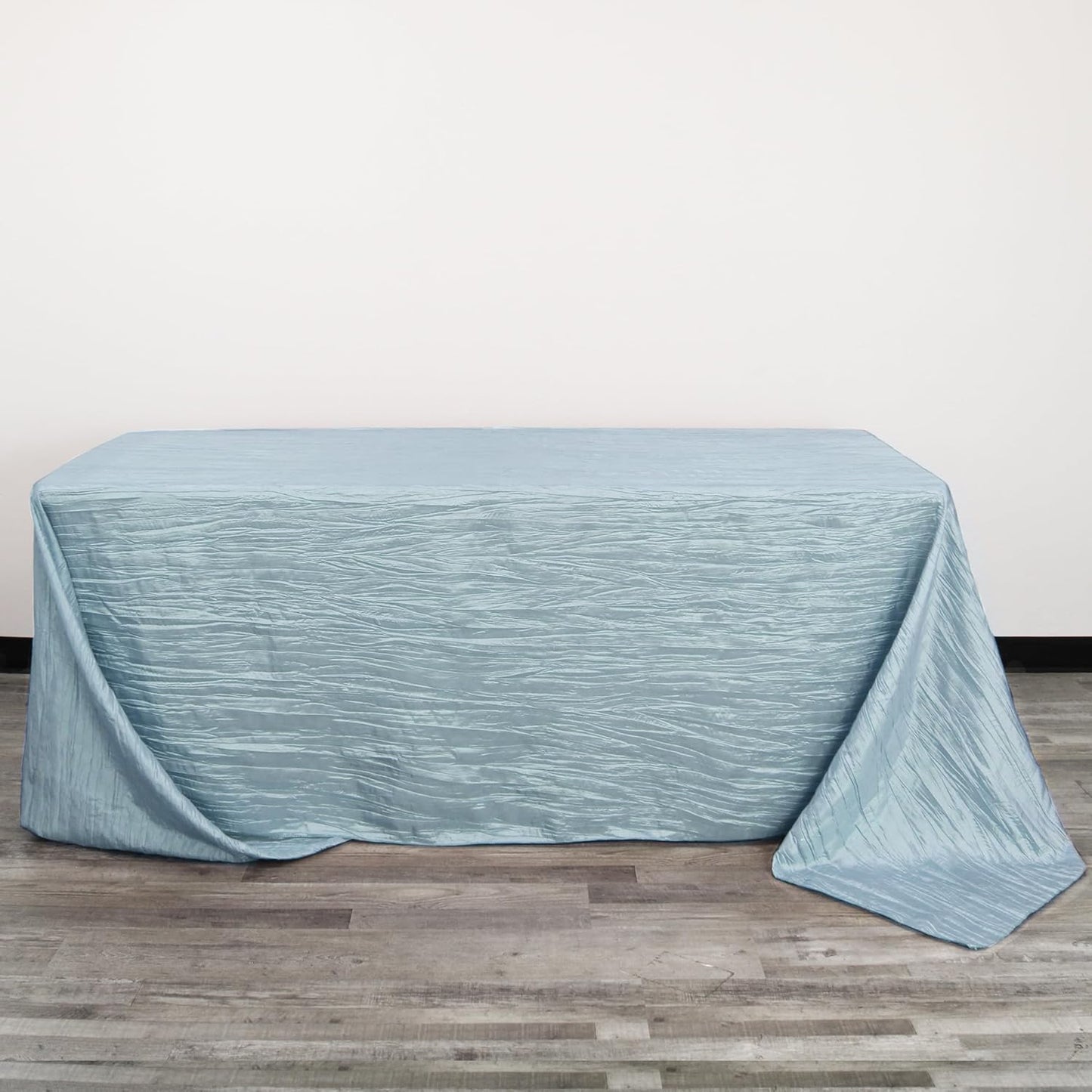 YOUR CHAIR COVERS - 90 x 156 inch Rectangular Crinkle Taffeta Tablecloth - Light Blue, Rectangle Table Linens for 8 ft Rectangular Tables, Wedding Crushed Table Cloth