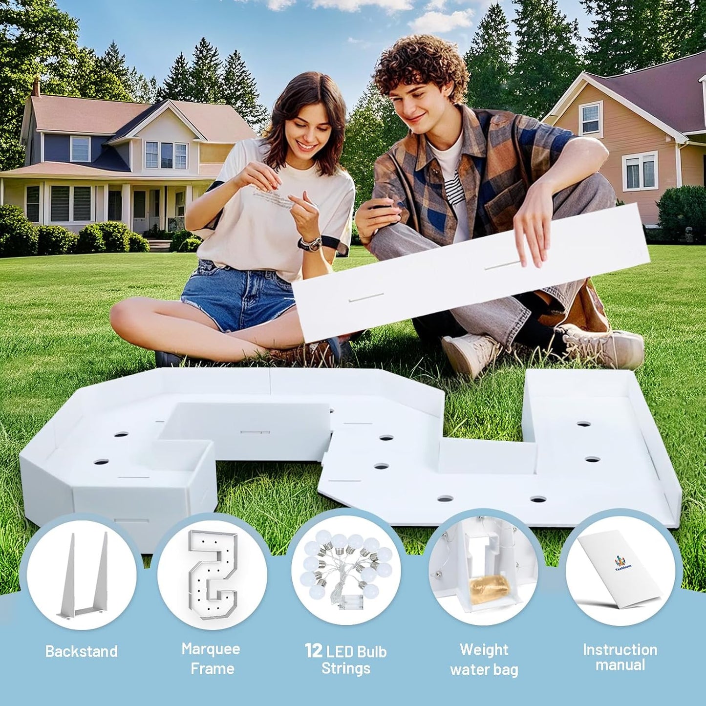 4FT Marquee Light Up Numbers 5,Party Decoration Large Marquee Light Up Letters with Weighted Water Bag,Pre-cut Foam Board Set Can Be Used for Birthdays,Weddings,Baby Anniversaries