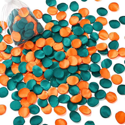 Serwalin 300Pcs Silk Rose Petals Fake Flower Petals Green Orange Artificial Rose Petals for Weddings Proposal Flower Girl Petals Aisle Flower Girl Basket Runner Bridal Shower Table Decor