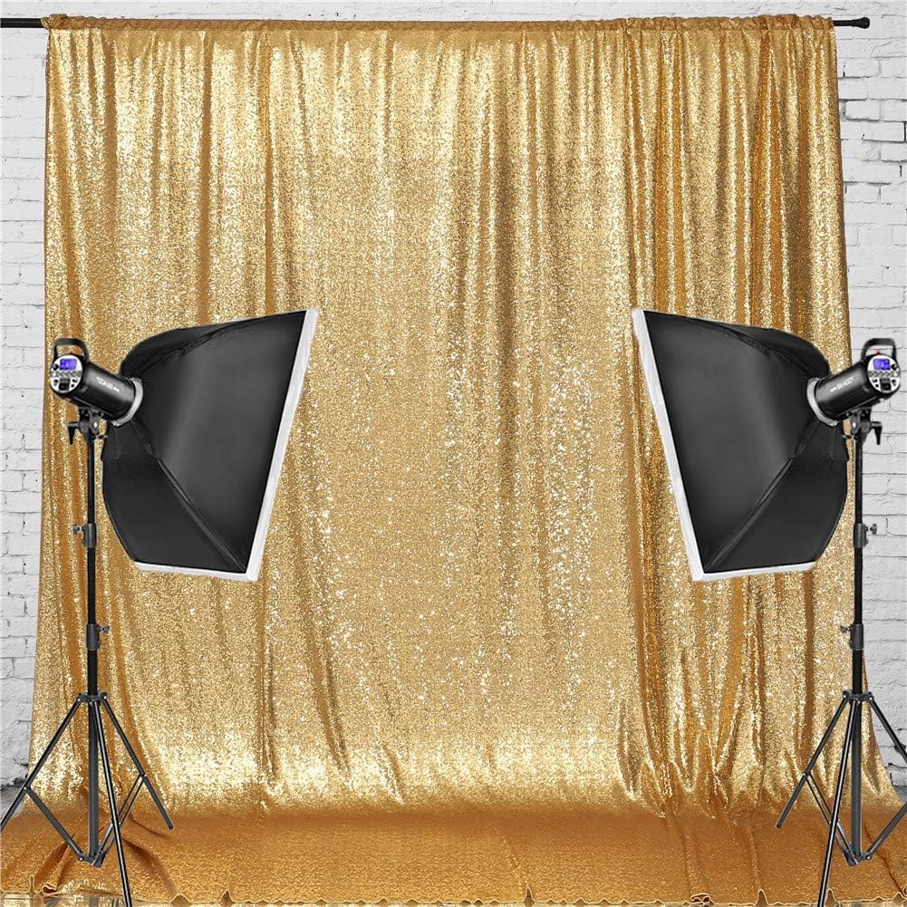 Eternal Beauty Gold Sequin Backdrop, 6x8 Ft Glitter Background Curtains for Shimmer Photography Party Wedding Birthday Back Drop Decor