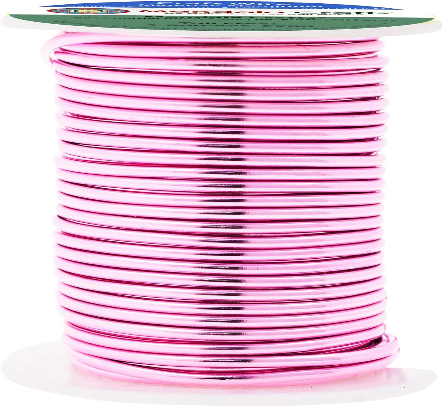 Mandala Crafts 16 Gauge Anodized Aluminum Craft Wire for Jewelry Making - 100 FT Colored Flexible Pink Wire - Bendable for Bonsai Armature Crafting Sculpting