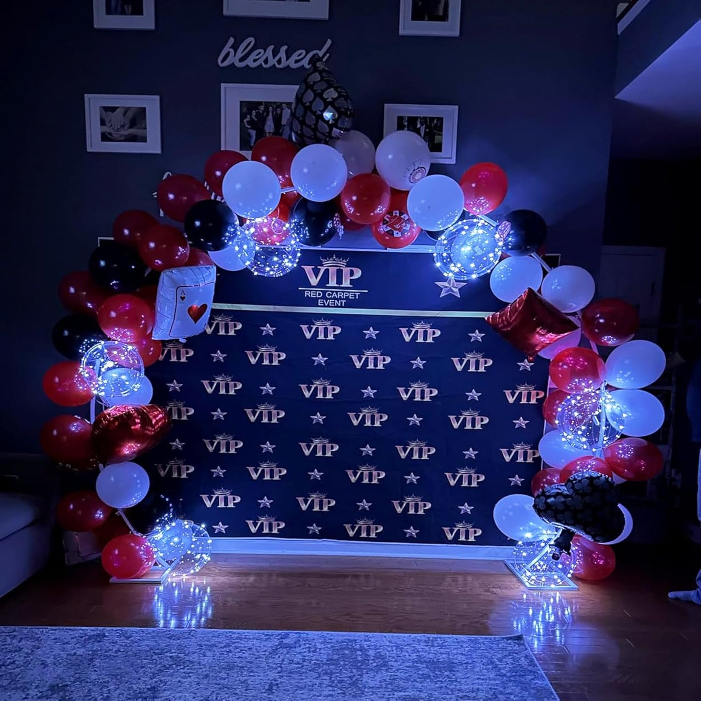 LED Light up Bobo Party Balloons kit 12 Pack-Clear 22 inchs white with Cell Batteries Included Great with Helium or air (cold white, 12 pack)