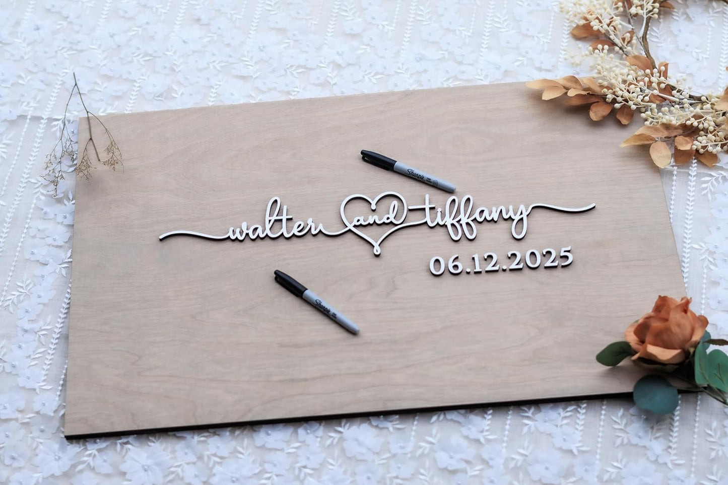 Personalized Last Name Guest Book, Unique Guest Book Sign, Custom Alternative Guest Book, Wooden Guest Book, Wedding Ceremony Guestbook Sign (Design 12)
