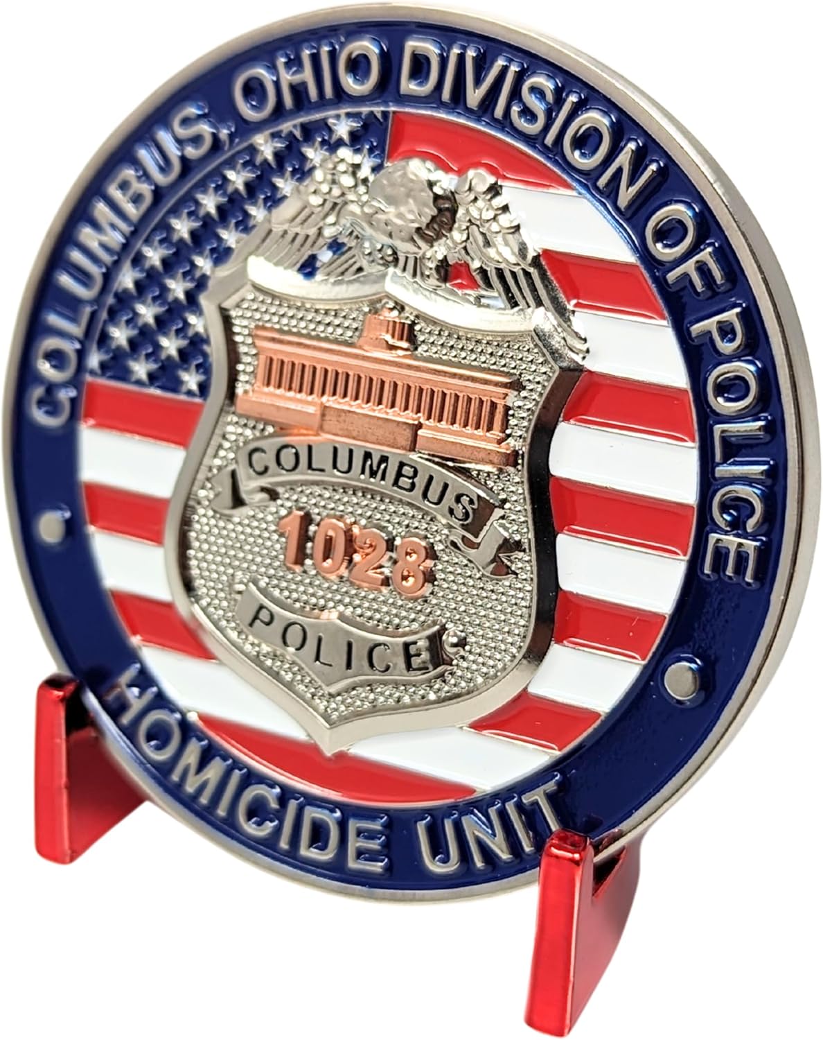 Generic Military Challenge Coin Display Stand - Solid Metal with Anodized Finish - US Vet. Business (Set of 5 Crimson), Gold, Silver, Black