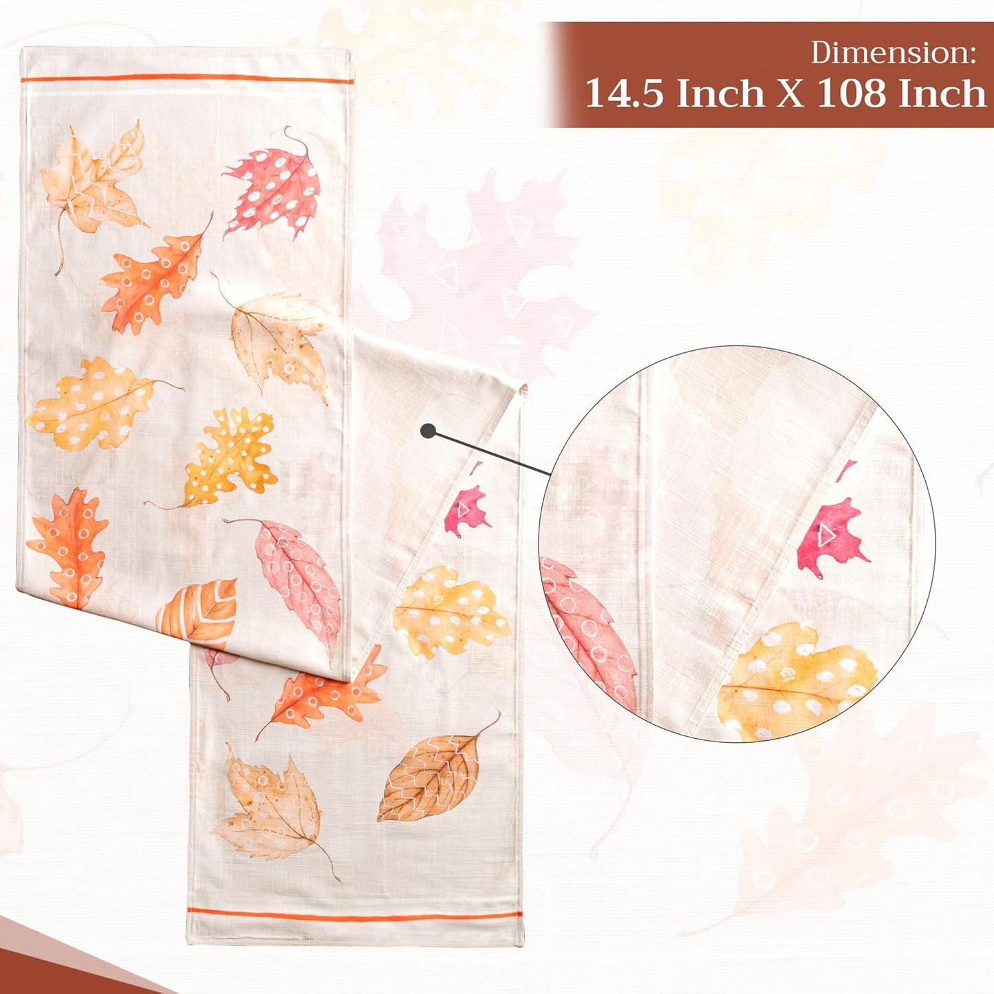 Maison d' Hermine Table Runner 100% Cotton Double Layer Table Runners 108 inches Long for Thanksgiving Christmas Decorations Home Kitchen Dining Party Wedding (Colours of Autumn, 14.5" x 108")