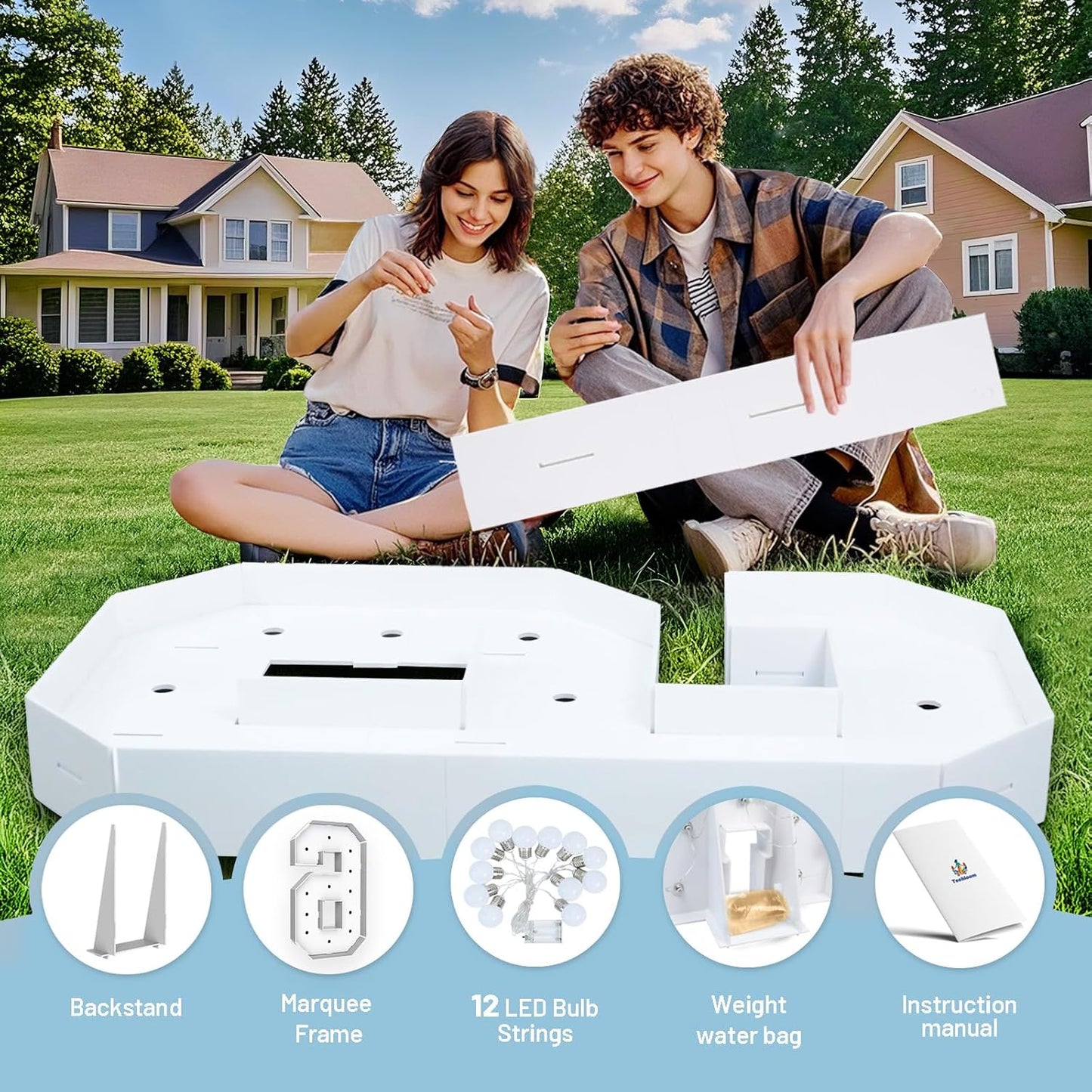 4FT Marquee Light Up Numbers 6,Party Decoration Large Marquee Light Up Letters with Weighted Water Bag,Pre-cut Foam Board Set Can Be Used for Birthdays,Weddings,Baby Anniversaries