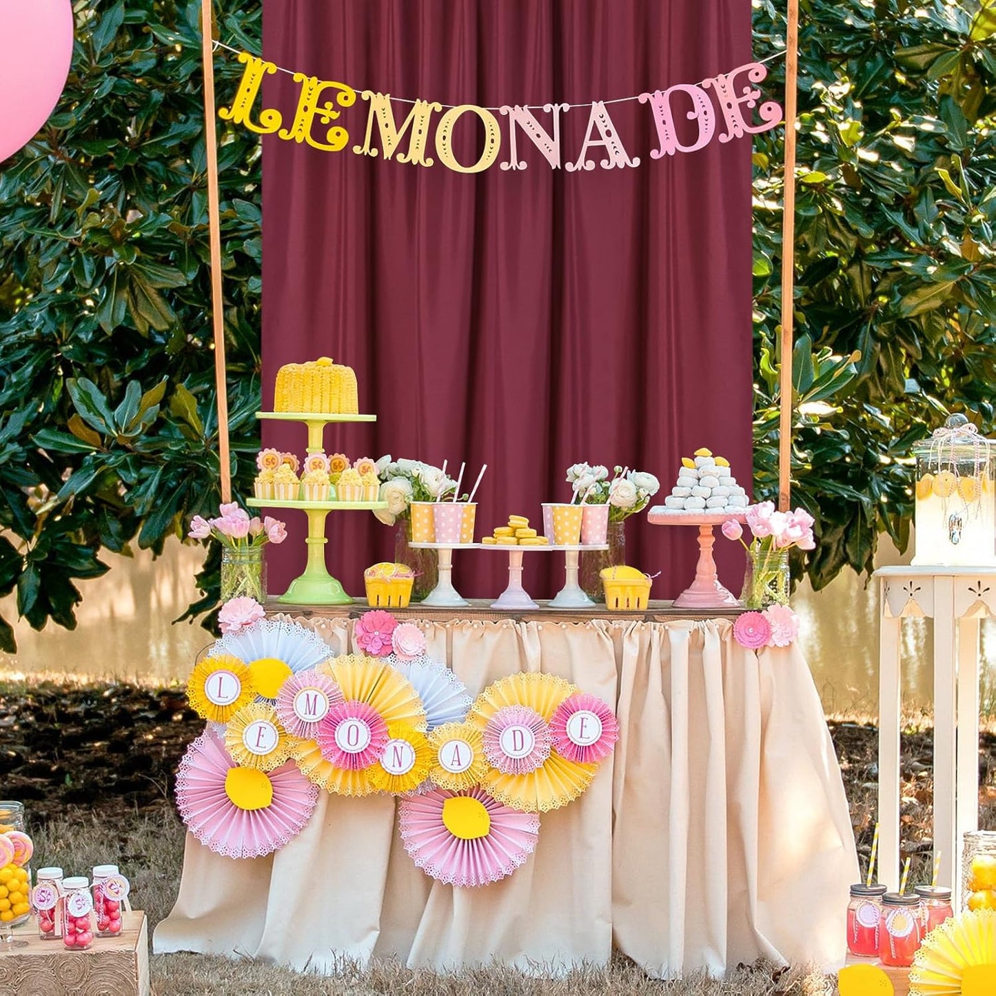 DWCN 10x10 FT Burgundy Backdrop Curtains for Parties, Photography Backdrop Drapes with Rod Pockets for Wedding Decorations Stage Birthday Family Gatherings, 2 Panels 5ft x 10ft