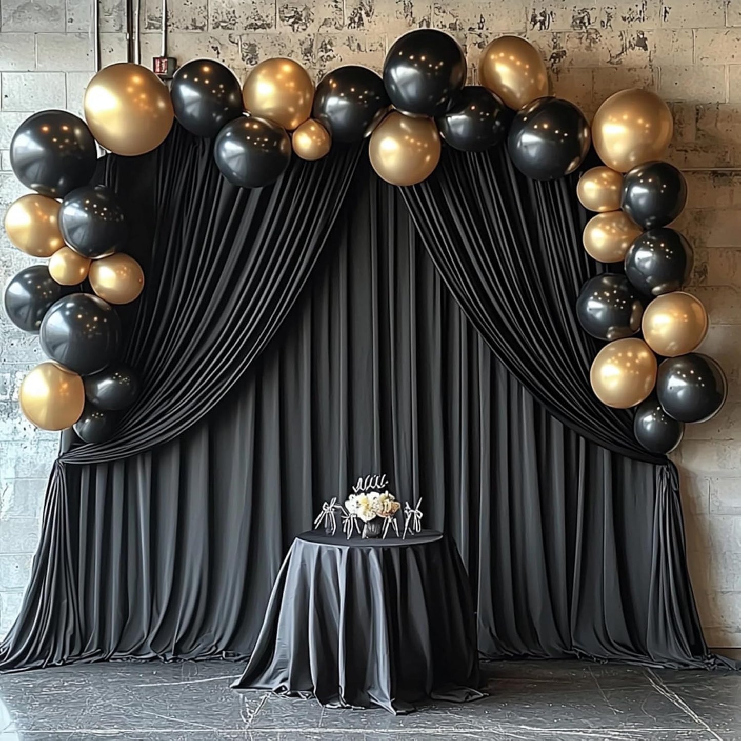 40ftx12ft Wrinkle Free Black Backdrop Curtain, 8 Panels 12FT Height Black Wedding Backdrop Drapes, Silky Polyester Back Drop Cloth for Birthday Photography Background Party Backdrop Draping