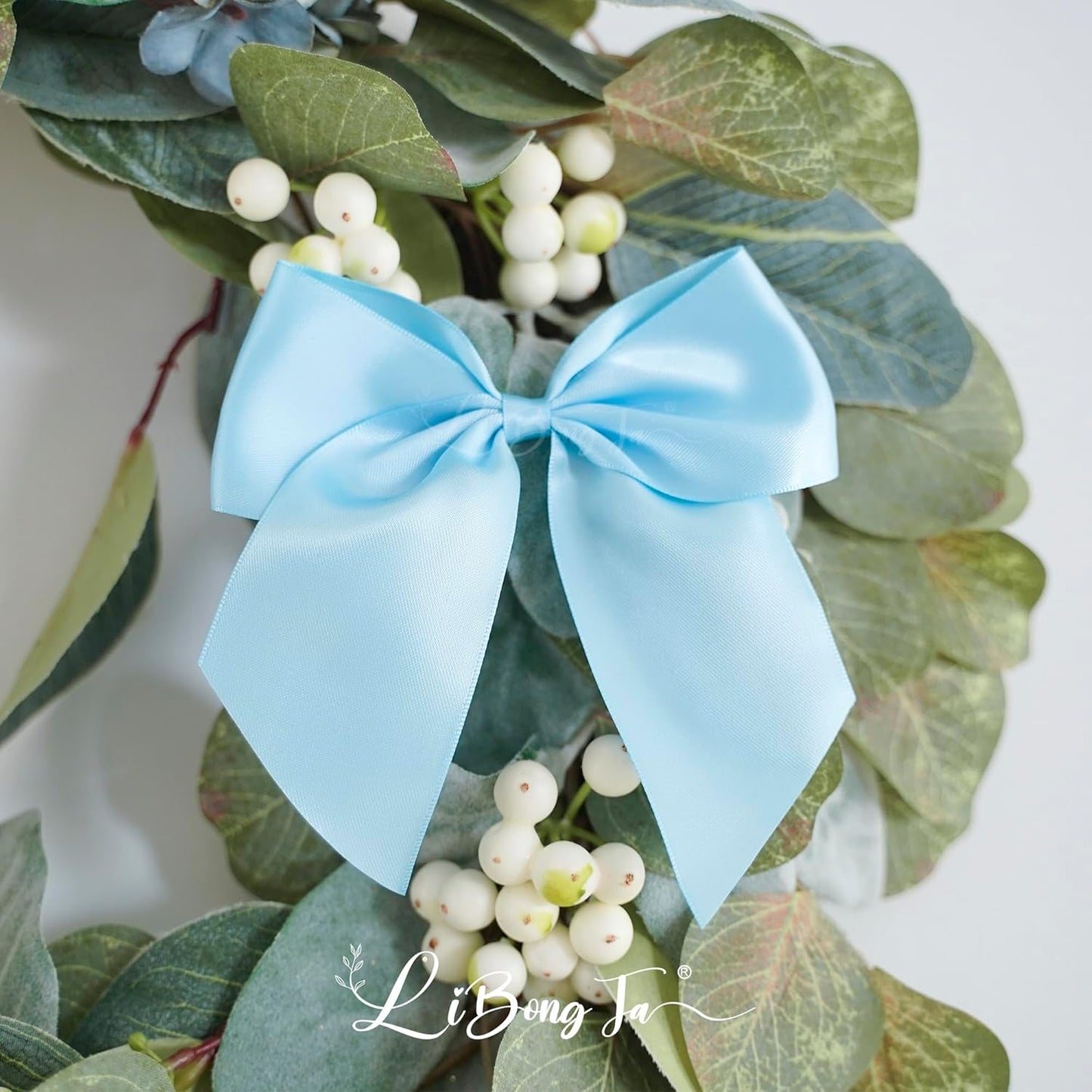 5'' Blue Bow Party Decorations Satin Bows, Twist Tie Bows for Treat Bags, Cake Pops, Pre-Tied Bow Premade Ribbon Bows for Crafts, Holiday Bows for Gift Wrapping, Wedding Decor-24 Counts