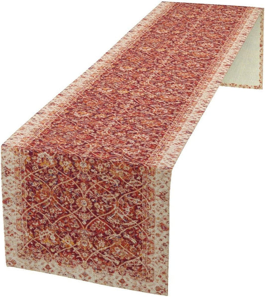 Boho Floral Vintage Table Runner, Retro Red Flower Rustic Country Farmhouse Abstract Pattern for Home Kitchen Table Decor Dining Coffee Room Party Decor 13x72in