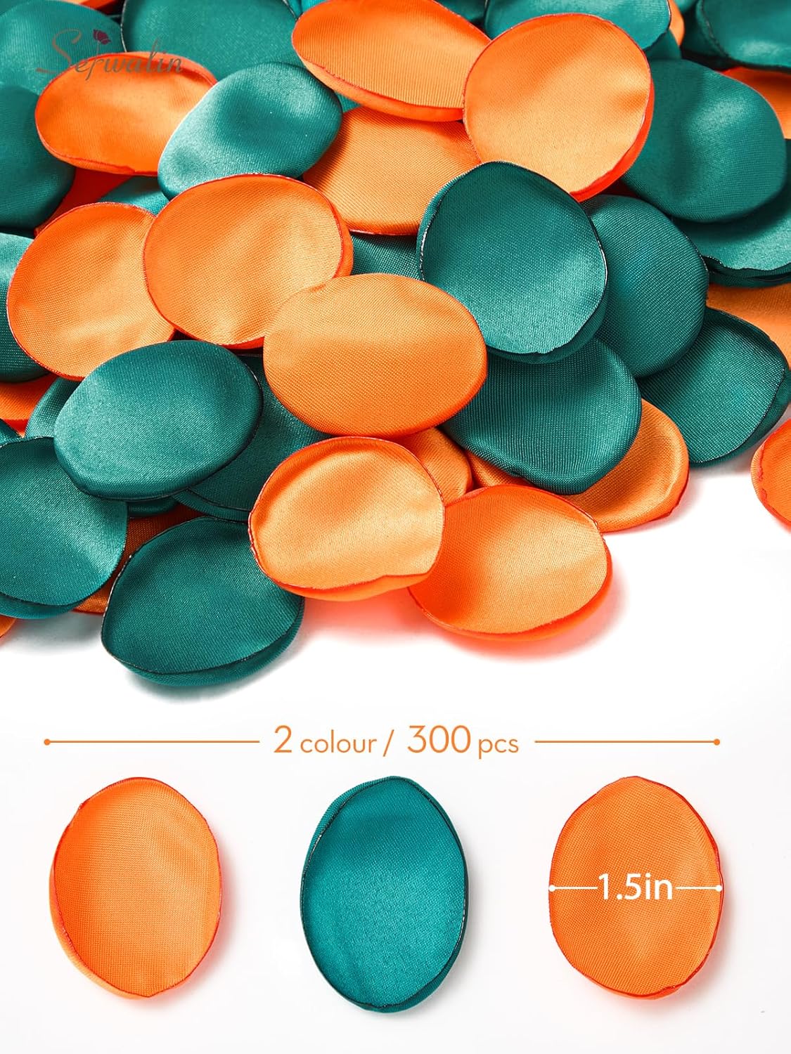 Serwalin 300Pcs Silk Rose Petals Fake Flower Petals Green Orange Artificial Rose Petals for Weddings Proposal Flower Girl Petals Aisle Flower Girl Basket Runner Bridal Shower Table Decor