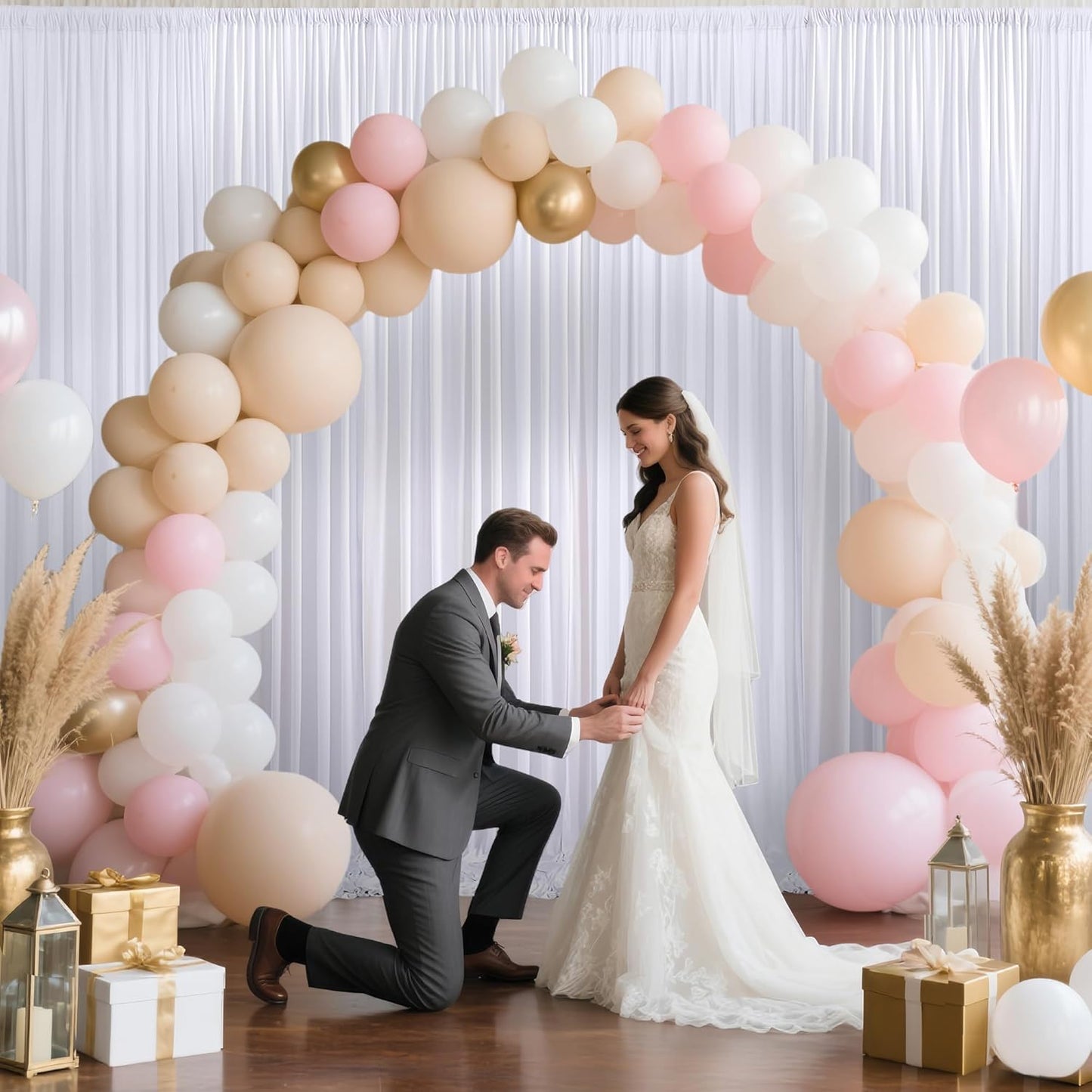 10x10ft Backdrop Curtains for Parties, 2 Panels 5x10ft Photography Backdrop Curtain with Rod Pocket,Backdrop Polyester Background Drapes,Wedding Backdrop Drapes for Birthday Baby Shower Home Decor