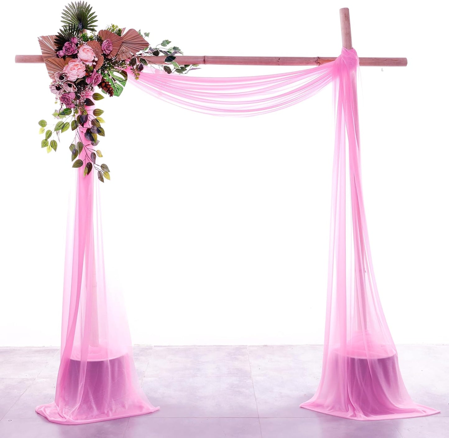 VDS Pack of 1 Panel (30 Inch X 20 Feet) Wedding Arch Draping Fabric Sheer Chiffon Fabric Drapery for Wedding Ceremony Reception Swag Backdrop Canopy Chuppah ARBO Altars Decoration (Bubblegum)