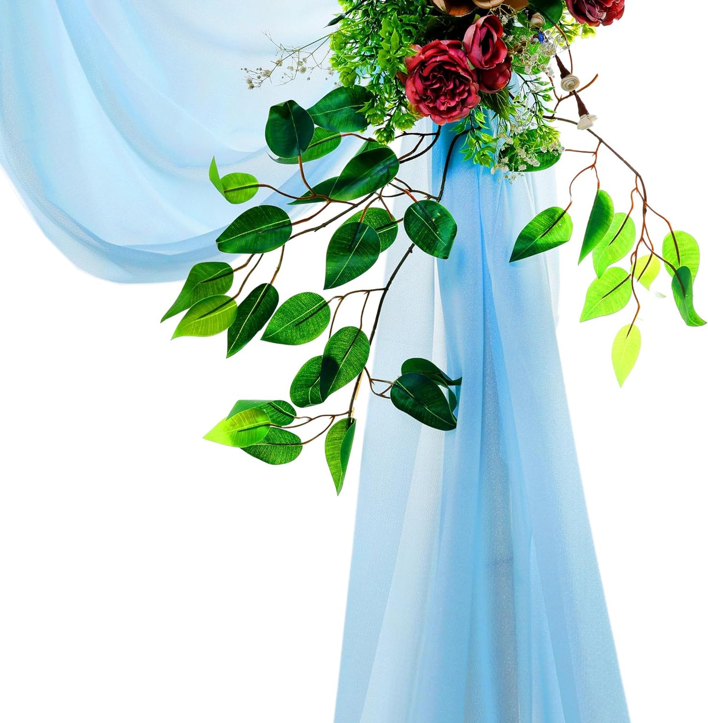 VDS Pack of 2 Panel (30 Inch X 50 Feet) Wedding Arch Draping Fabric Sheer Chiffon Fabric Drapery for Wedding Ceremony Reception Swag Backdrop Canopy Chuppah ARBO Altars Decoration (Turquoise)