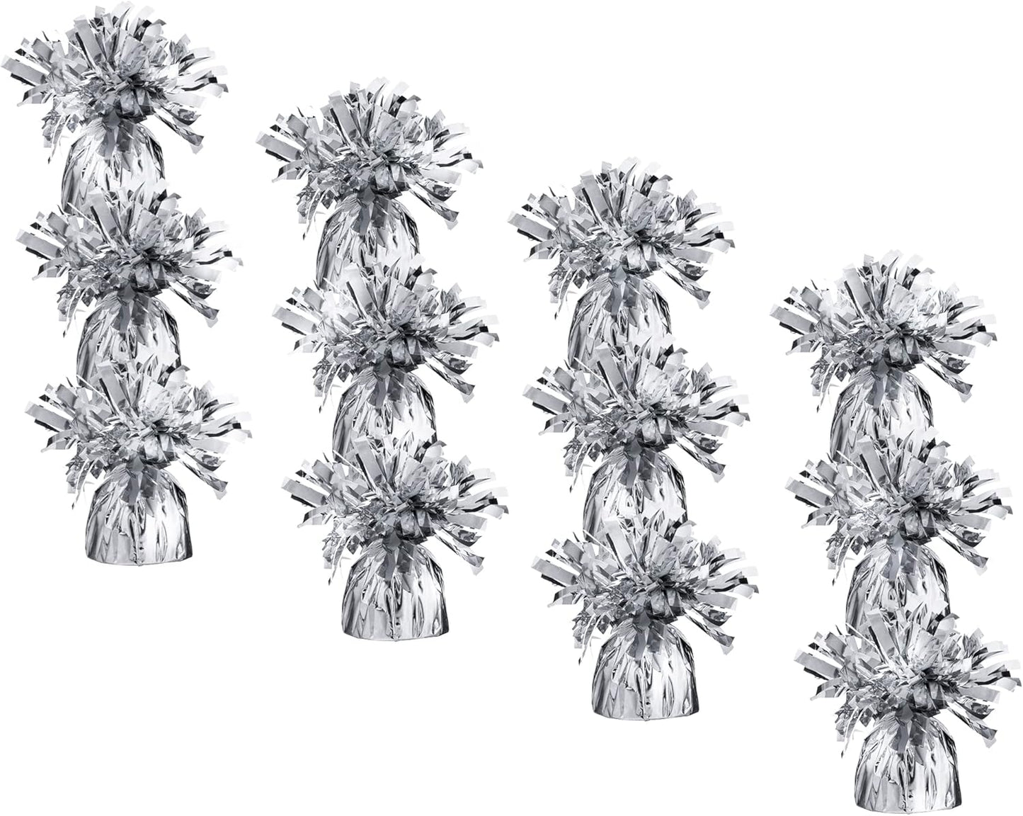 Silver Balloon Weights, Heavy Balloon Weight Pack of 12 Metallic Foil Weights for Balloons, Birthday Party & Wedding Table Centerpiece Ballon Weight 4.8’’ DIY Ballon Weights for Helium Balloons
