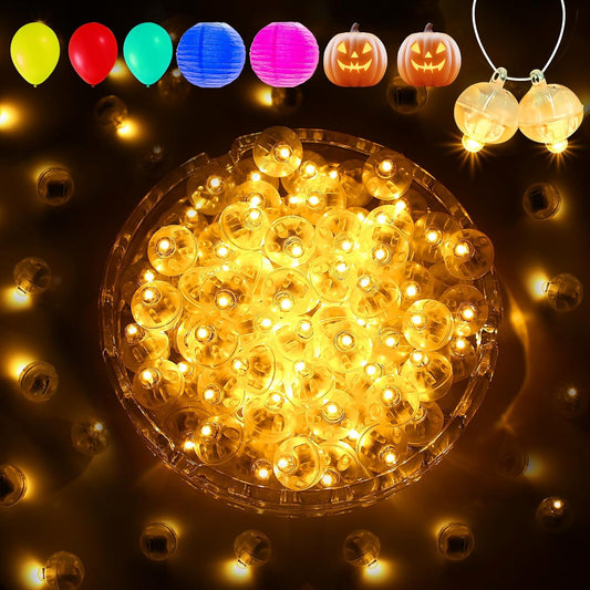 Aogist 50Pcs Balloon Lights with Hook,Long Standby Time,Waterproof Mini Light for Birthday Party Wedding Christmas Halloween Easter Decorative (Flash, Yellow)