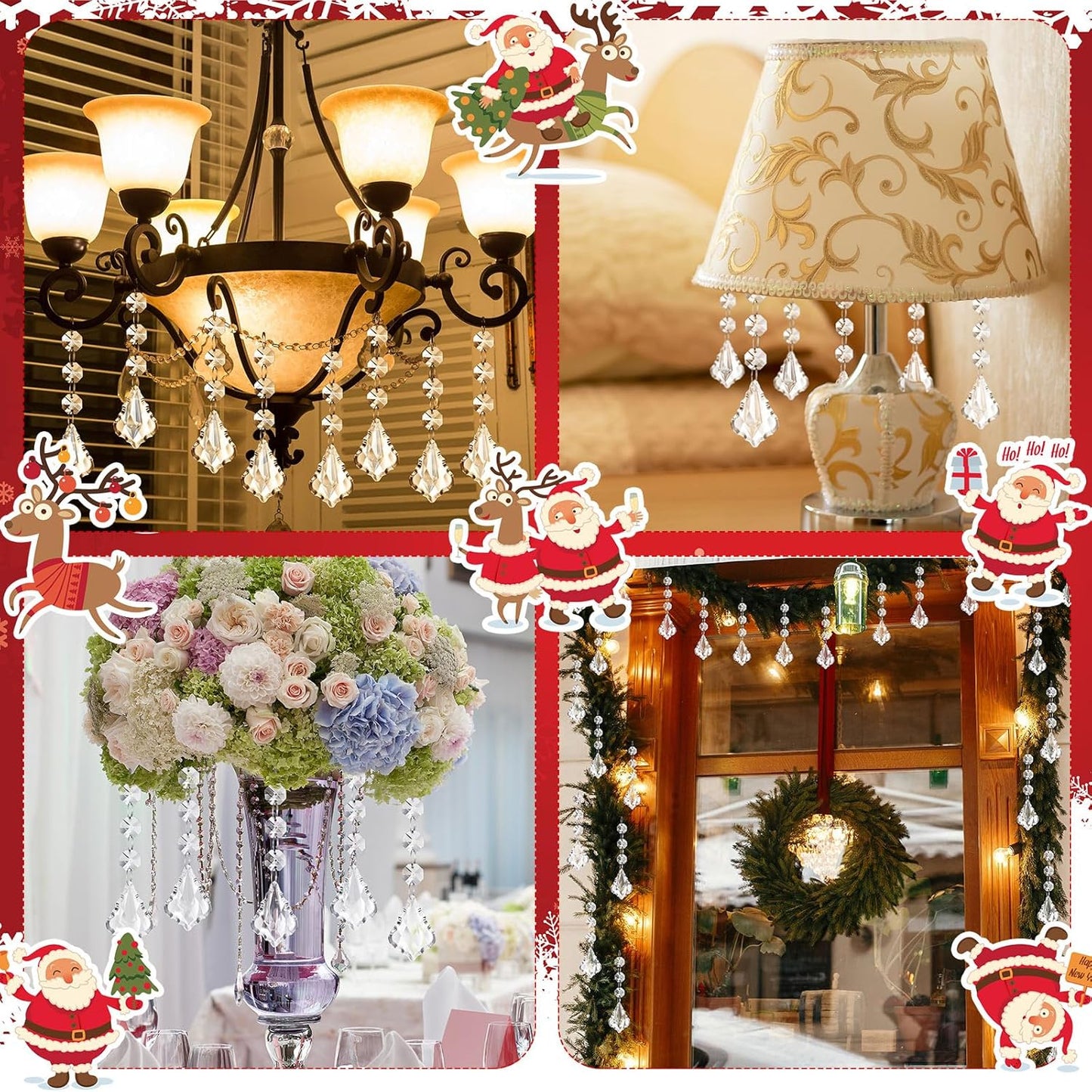 Nuenen 100 Pcs Hanging Crystals for Centerpieces Acrylic Chandelier Garland Beads Strands Prism Decorations Clear Teardrop Chandelier Crystals Pendant Wedding Home Garden Outdoor Ornaments(Maple Leaf)