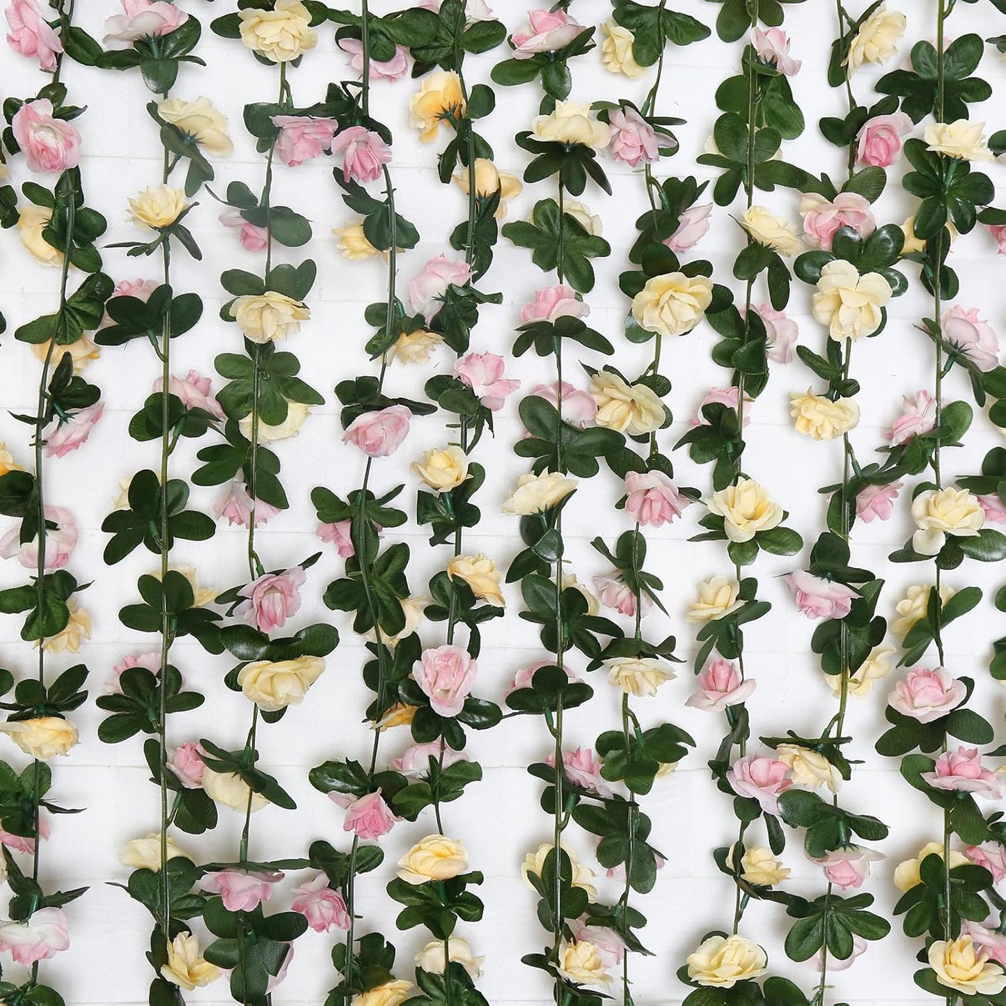 12 PCS 98.4 FT Artificial Flower Garland Rose Garland for Wedding Room Decor（12,Champagne）