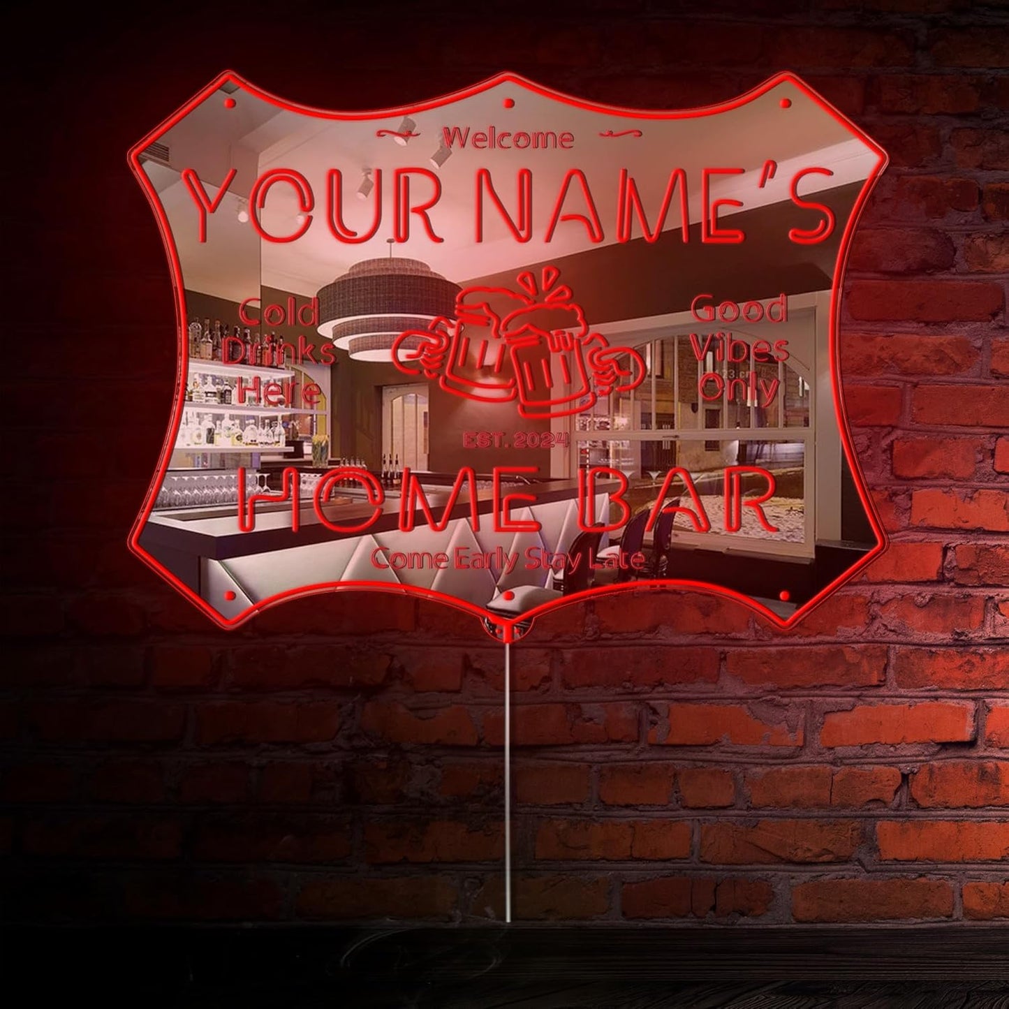 ADVPRO Personalized Your Name Home Bar RGB Dynamic Glam LED Sign - Cut-to-Edge Shape - Smart 3D Decoration - Multicolor Signage st06s64-fnd-p11d-tm-c