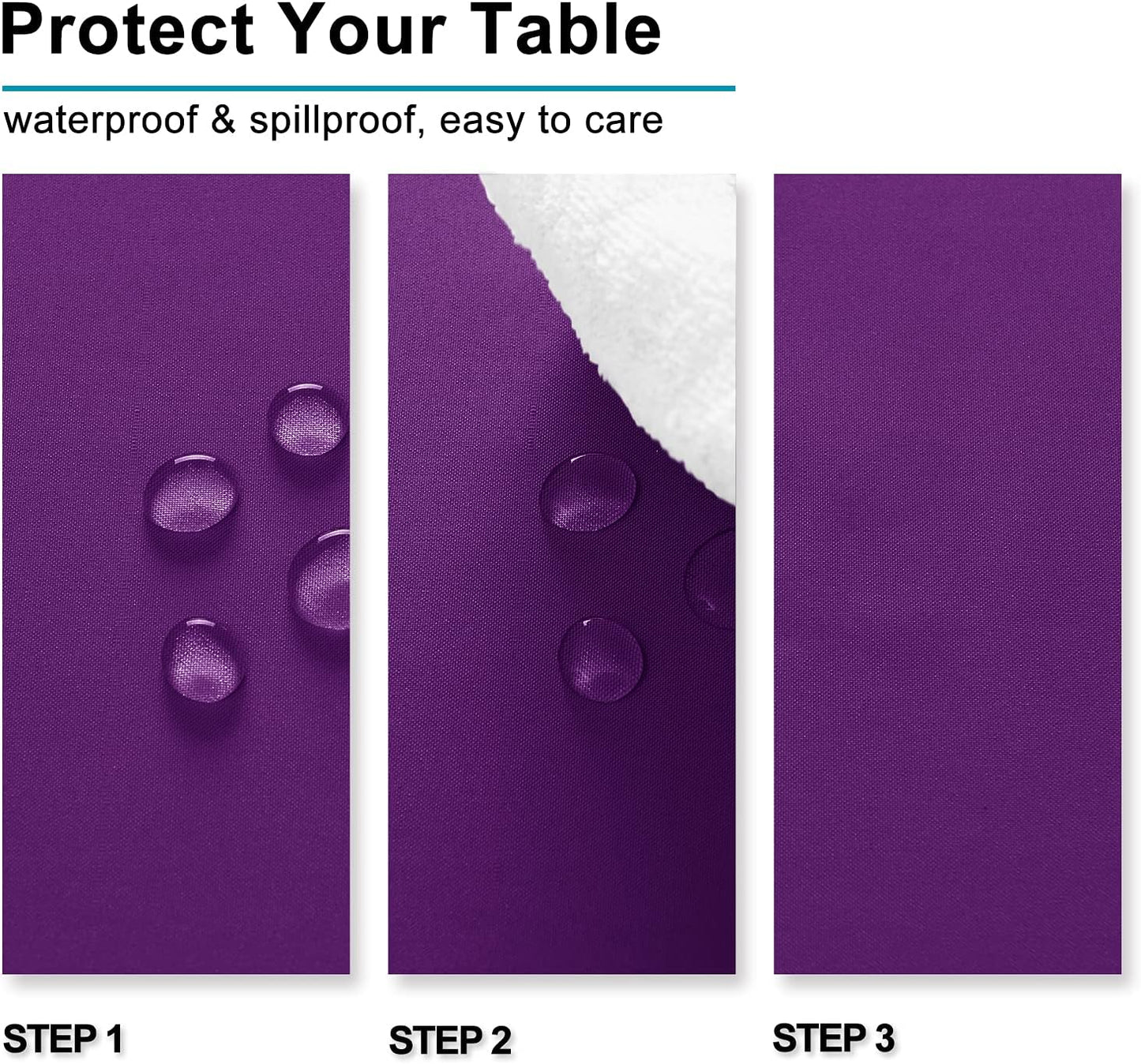 Hiasan Royal Purple Tablecloth for Rectangle Tables - Waterproof and Spillproof Washable Fabric Table Cloth for Dining Room Kitchen Party, 60 x 120 Inch