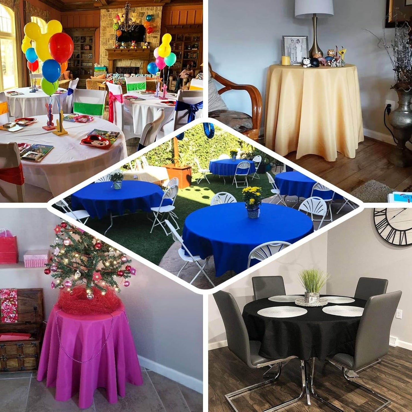 Efavormart Round Tablecloth, 70 Inch Stain & Wrinkle Resistant Washable Table Cloth, Decorative Polyester Fabric Table Cover for Banquet, Wedding, Dining- Navy Blue