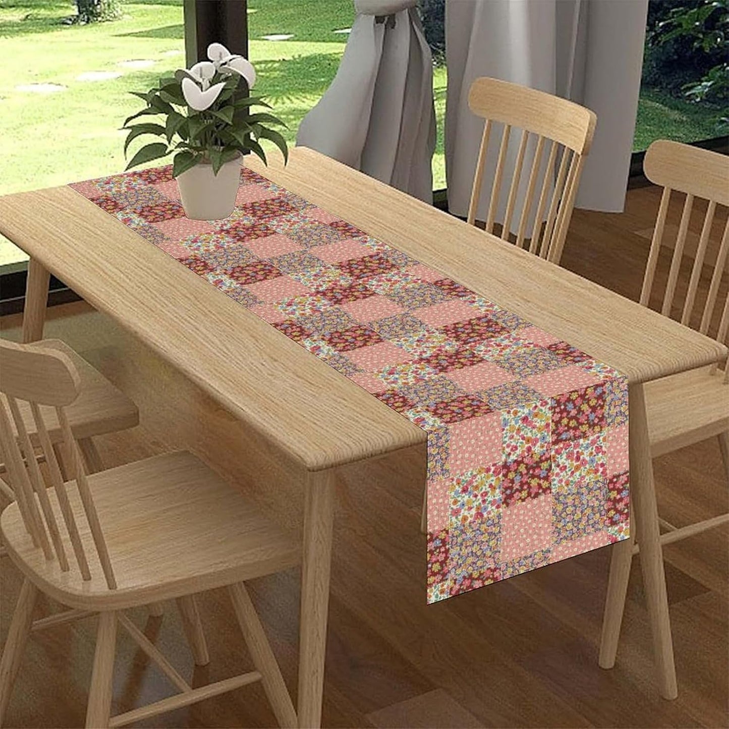 Boho Patchwork Table Runner, Vintage Farmhouse Colorful Wildflowers Bohemian Paisley Flower Table Center Decor for Home Kitchen Dining Patio Holiday Party Indoor Table Decorations, 13"x90" Inch