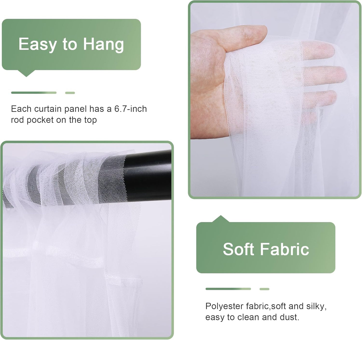 Tulle Backdrop Curtain with Lights String 30 X 8FT White Sheer Tulle Backdrop Curtains for Wedding Birthday Party Reception Photo Booth Background Decorations (6 Panels 5x8FT)